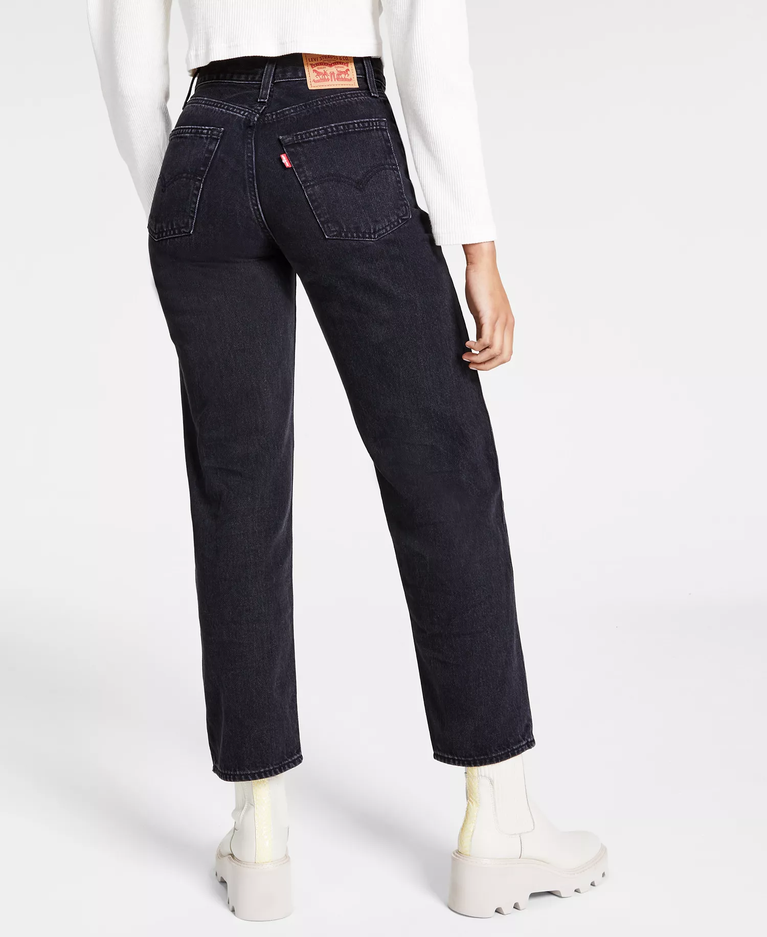 Women's Mid Rise Cotton 94 Baggy Jeans - Black - 23