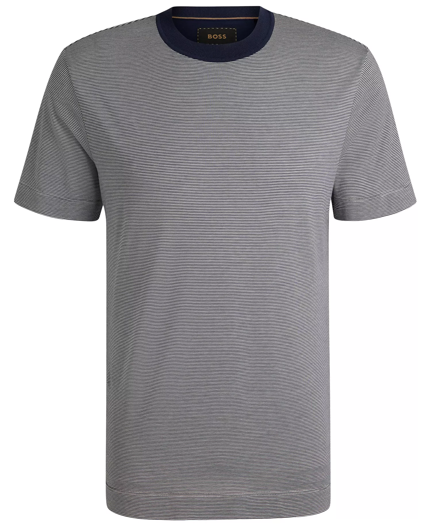 Men's Fineline Stripe Cotton-Silk T-Shirt - Dark Blue - XXL