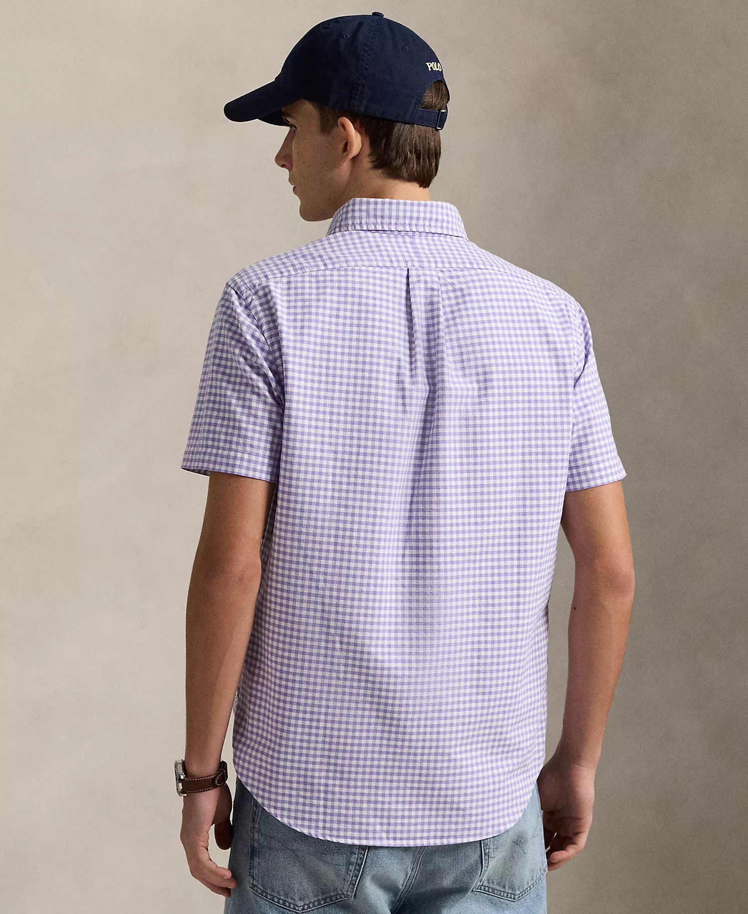 Men's Classic-Fit Gingham Oxford Shirt - Aix Lavender - L