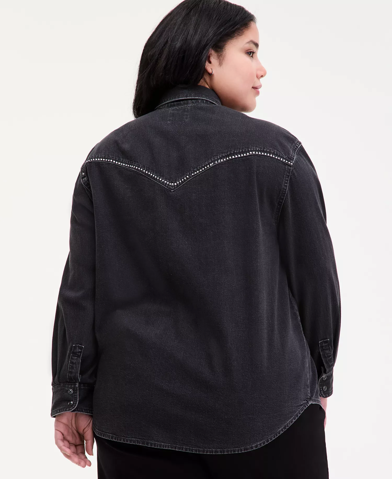 Plus Size Sawyer Western Pocket Detail Shirt - Black - 1X