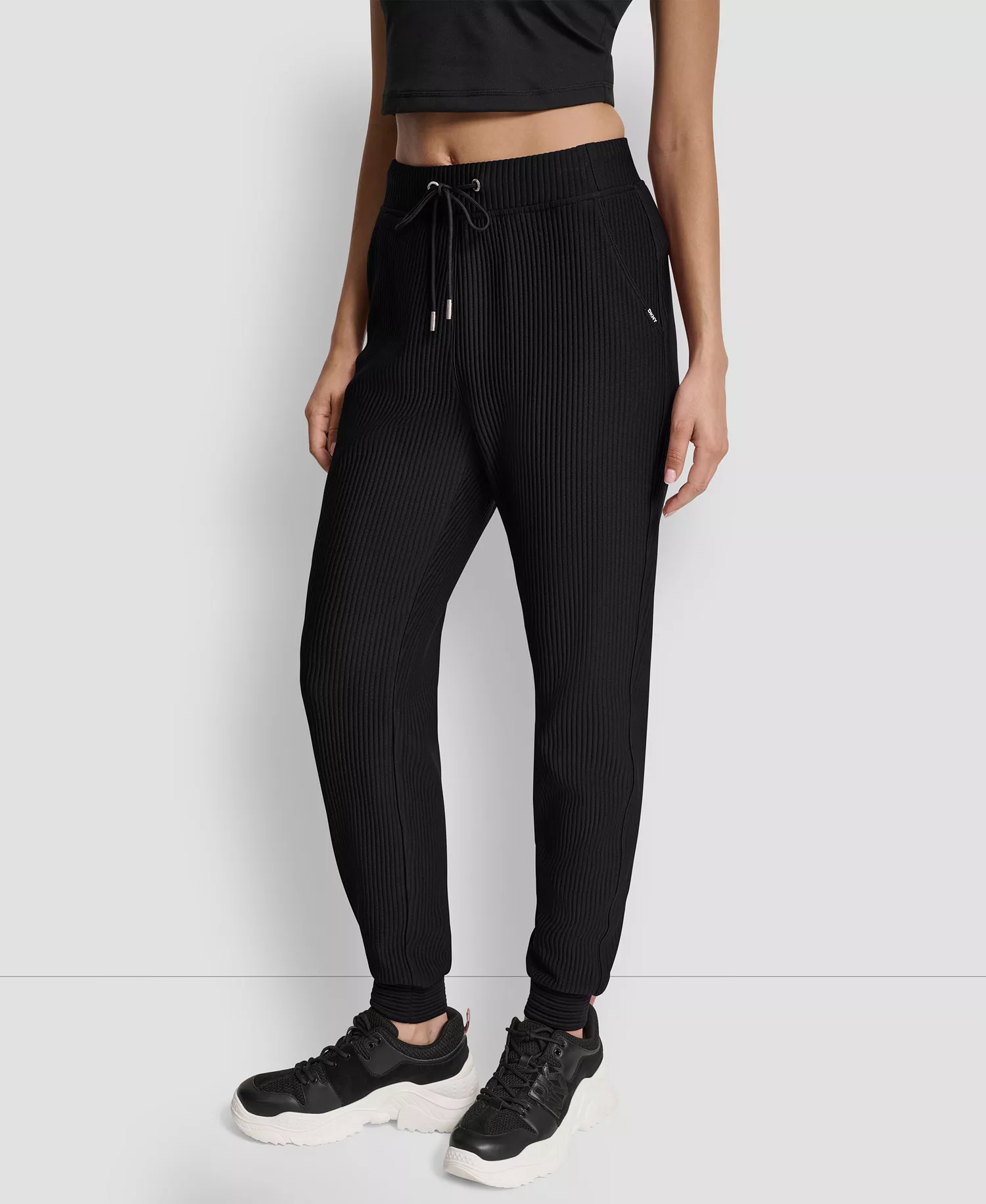 Women's Tech Ottoman Cuffed High Rise Joggers - Black - L
