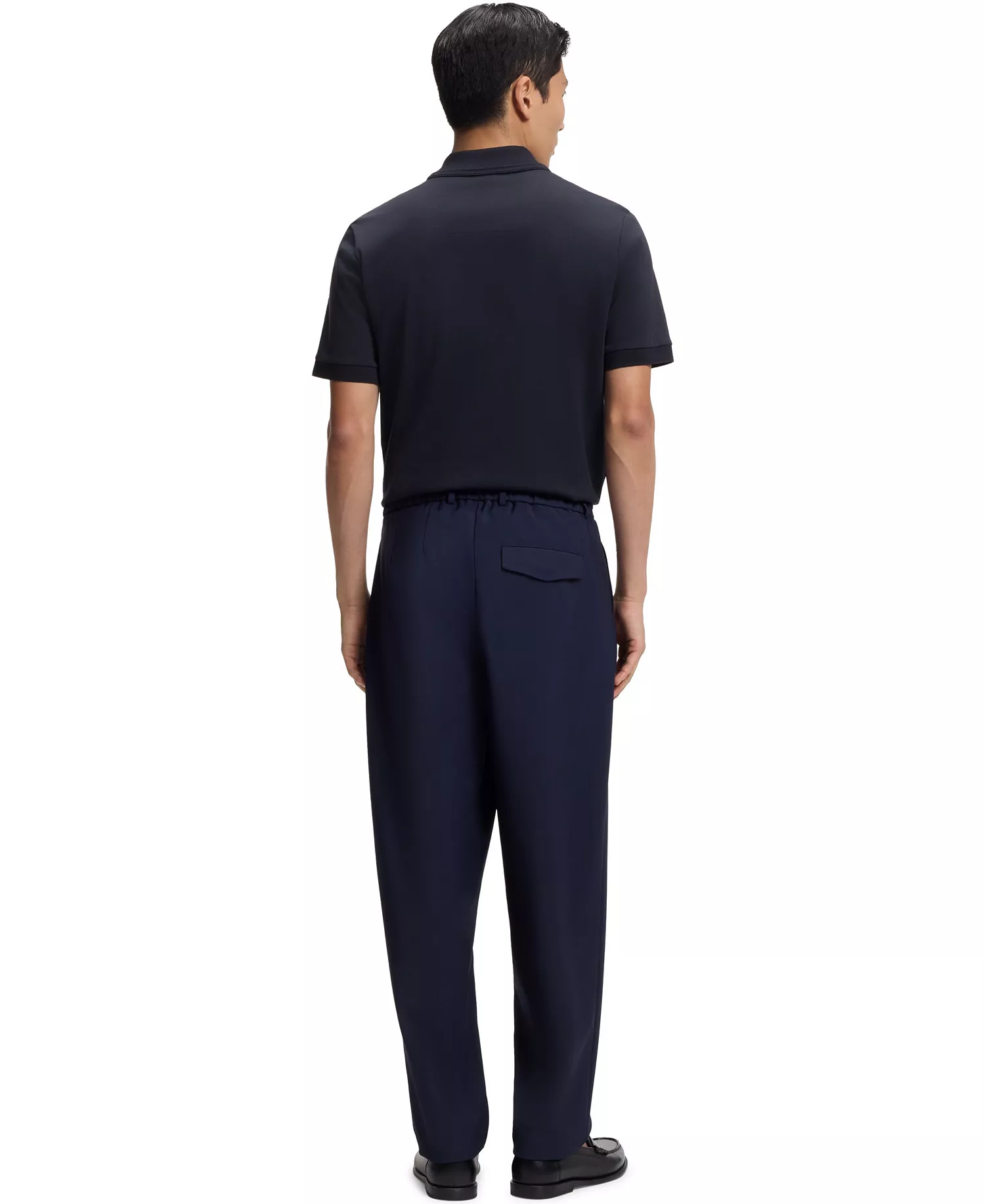 Men's Monogram Under Placket Cotton-Blend Polo Shirt - Dark Blue - L