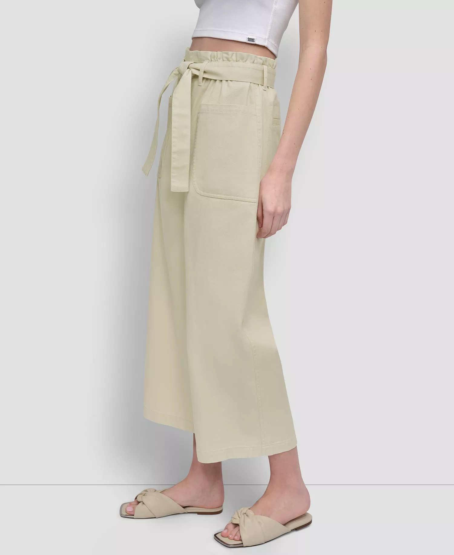 Women's High-Rise Paper Bag Pants - Pebble - L