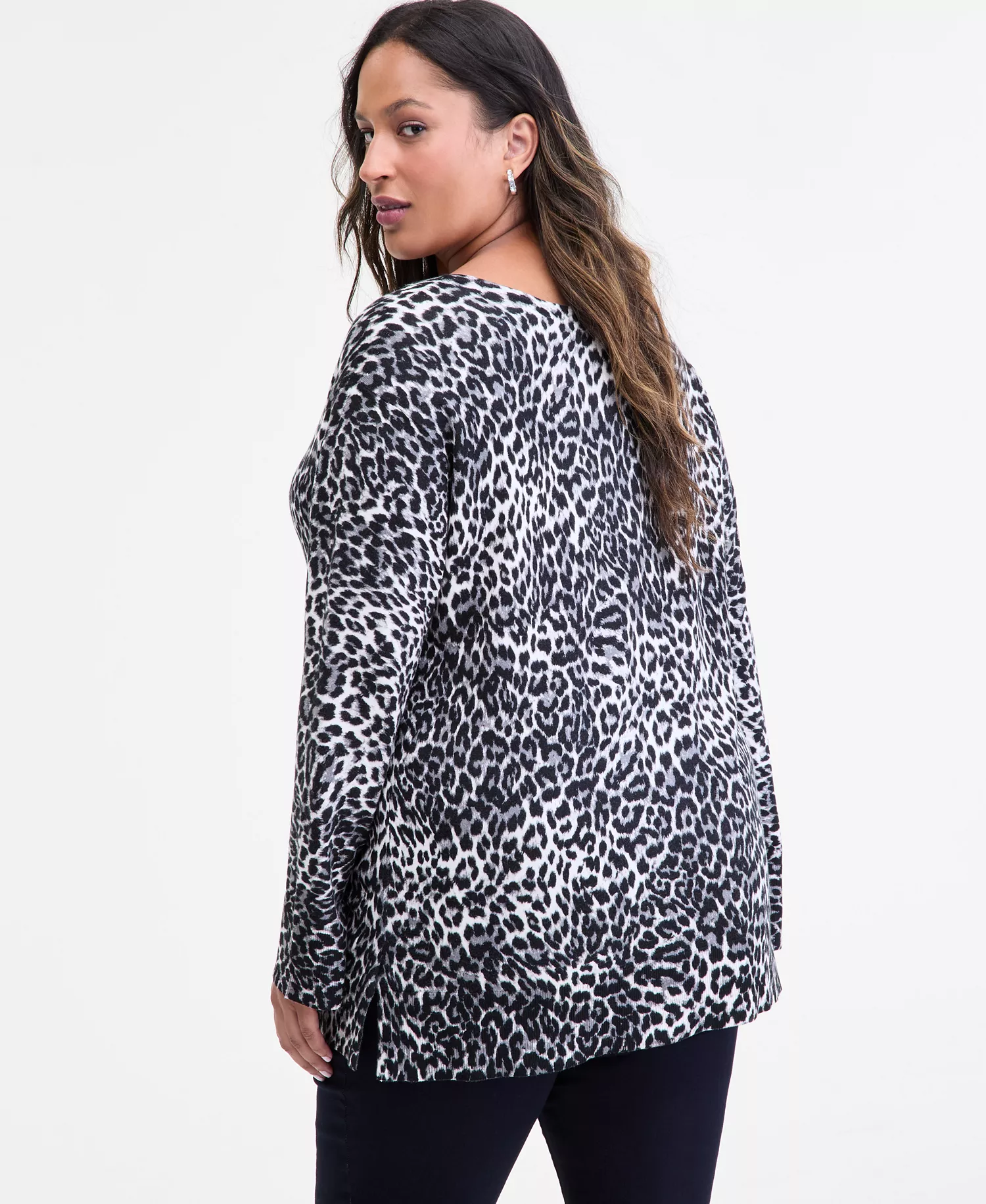 Plus Size Print V-Neck Tunic, Macy's Exclusive  - CSY Cheetah Black - 0X