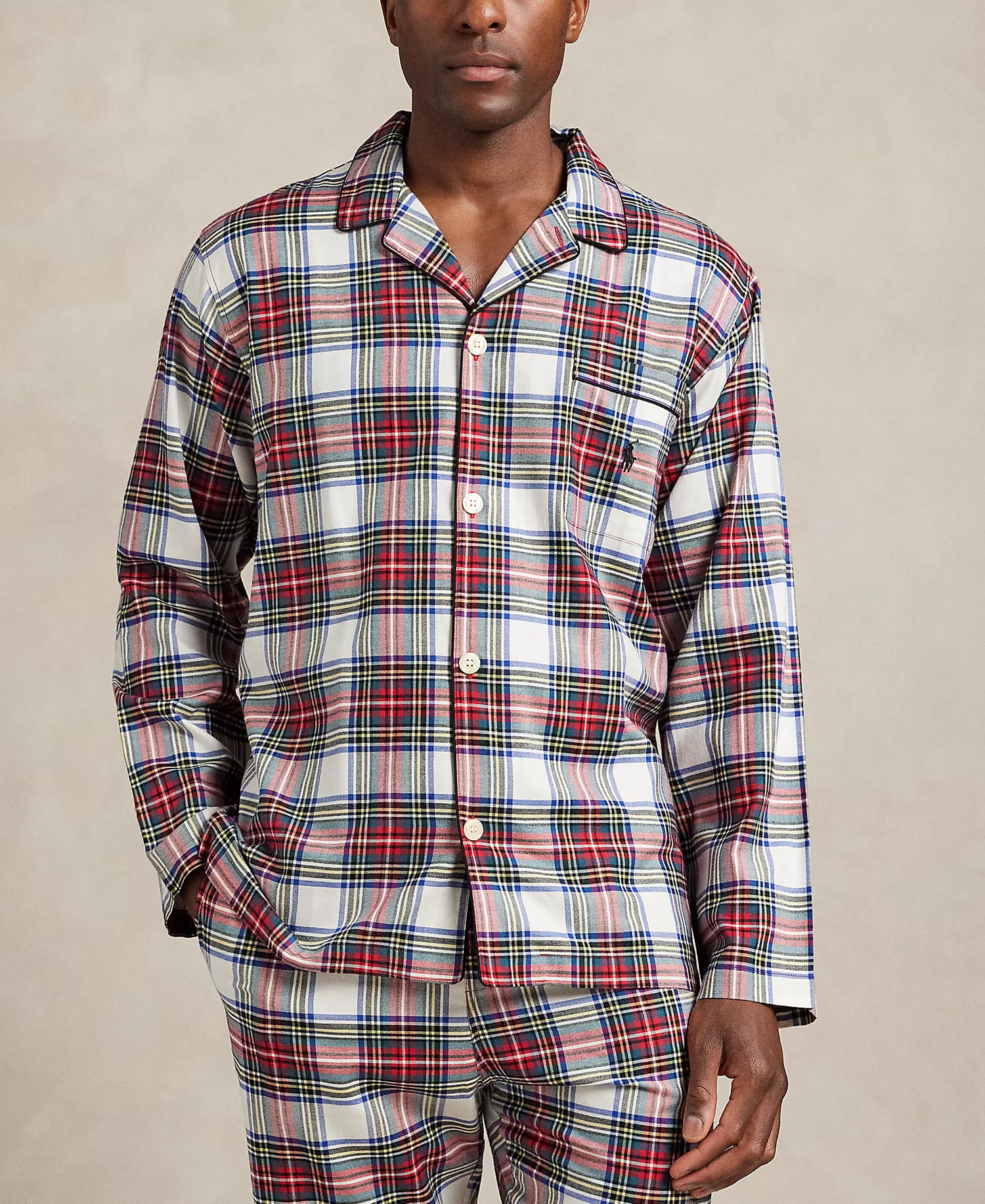 Men's 2-Piece Stewart Plaid Sleepwear Set - Stewart Plaid/Polo Black - L