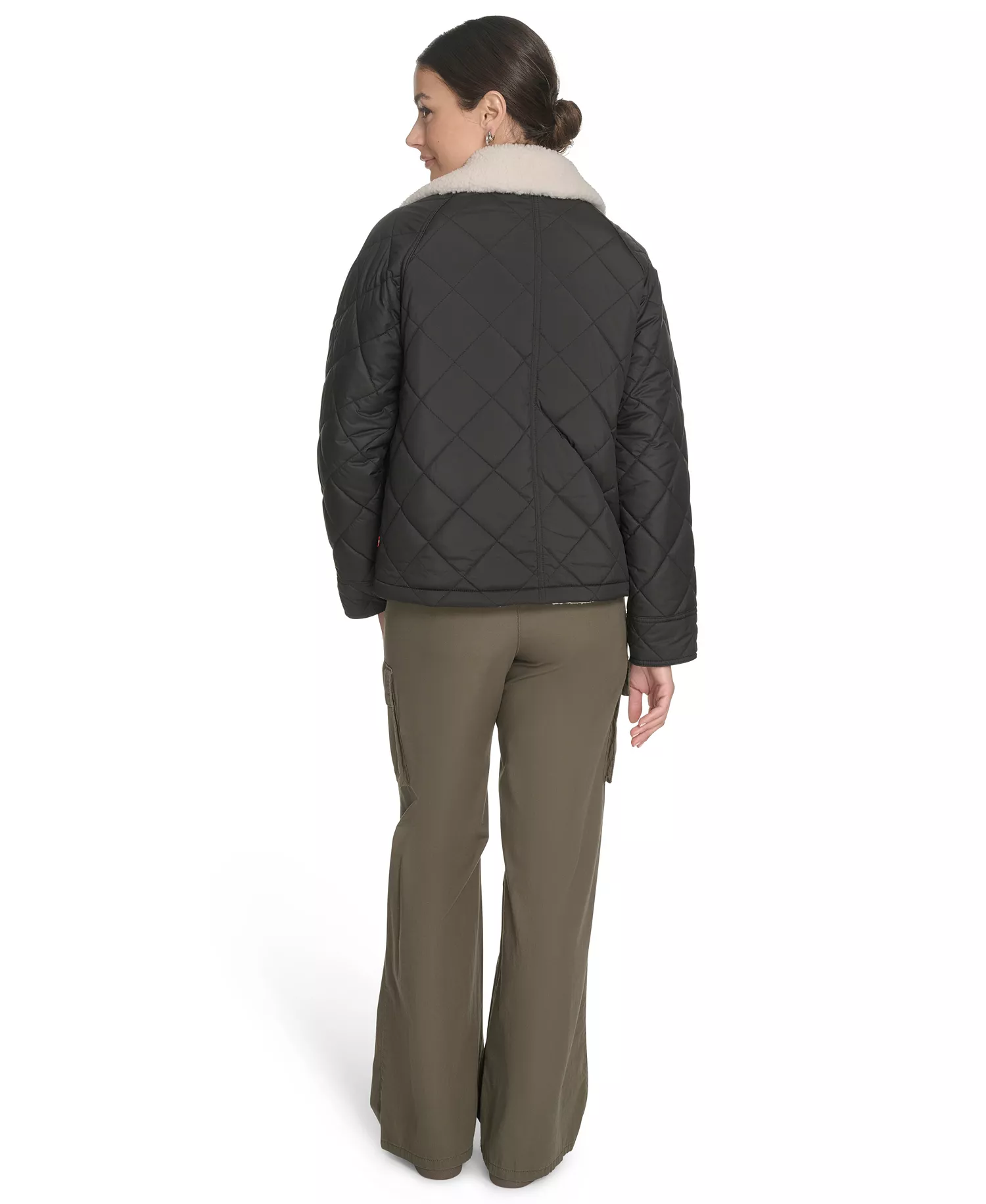 Women's Regular Diamond Quilted Jacket - Black - L