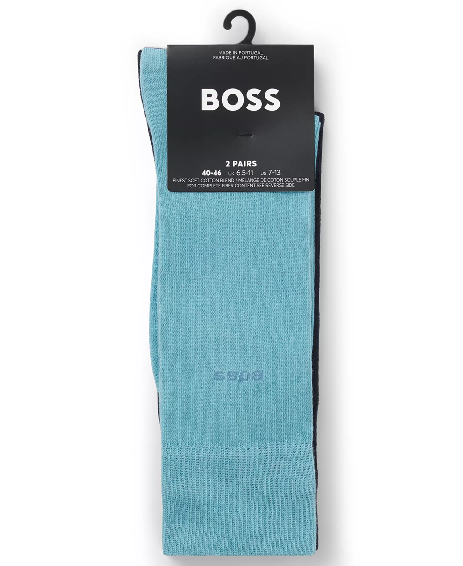 Men's Uniform Color Regular Length Socks, 2-Pack - Turq/Aqua - 10-13