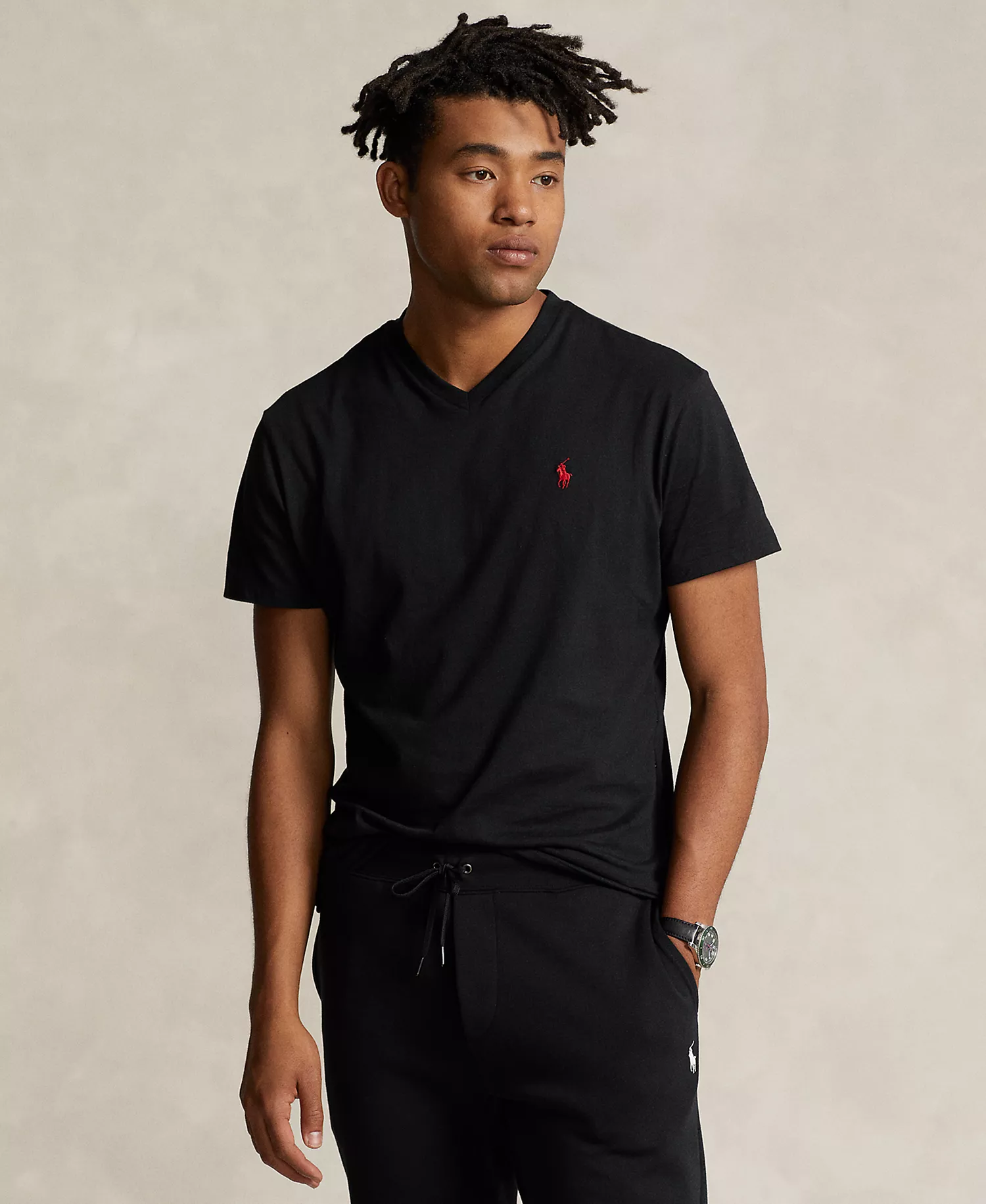 Men's Classic-Fit V-Neck T-Shirt - Black - 2XL