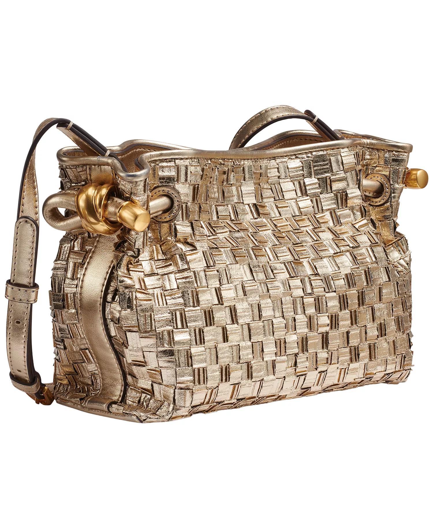 Metallic Woven Small Crossbody Bag - Gold - ONE SIZE