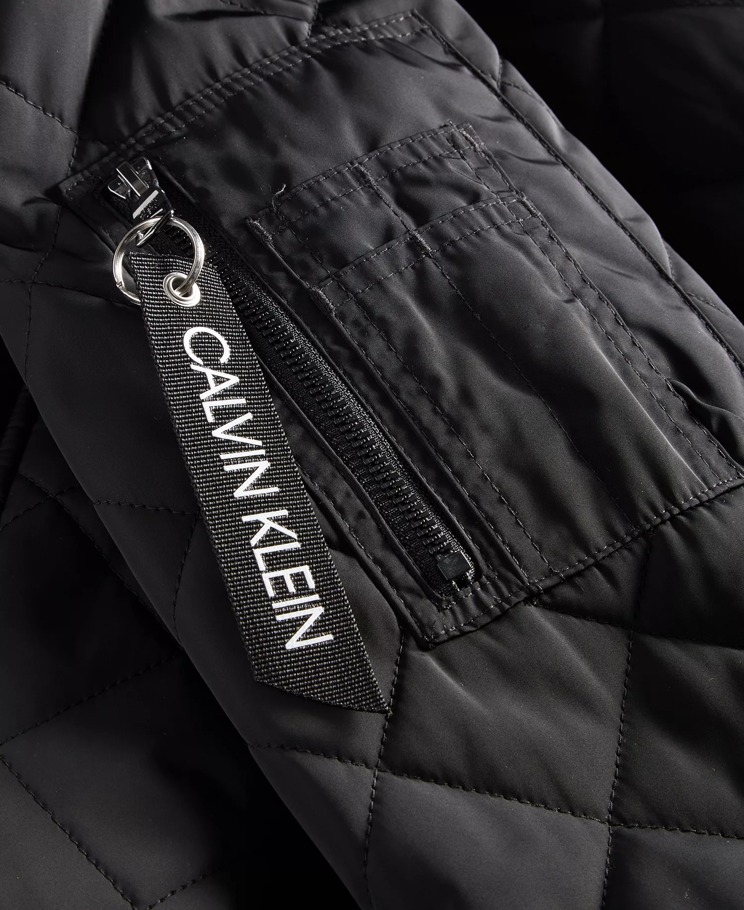 Men's Quilted Baseball Jacket with Rib-Knit Trim - Black - 2XL