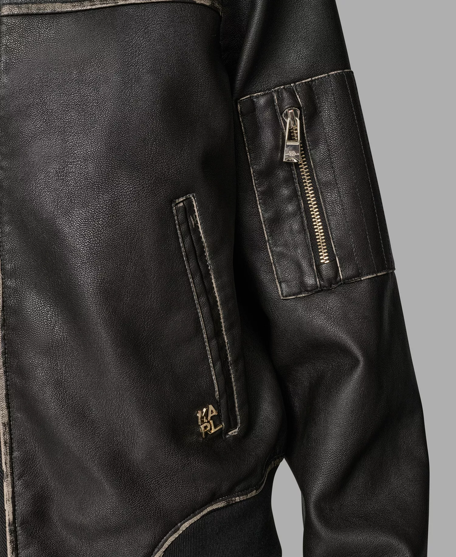 Petite Women's Knit-Trim Faux-Leather Jacket - Black - P/S