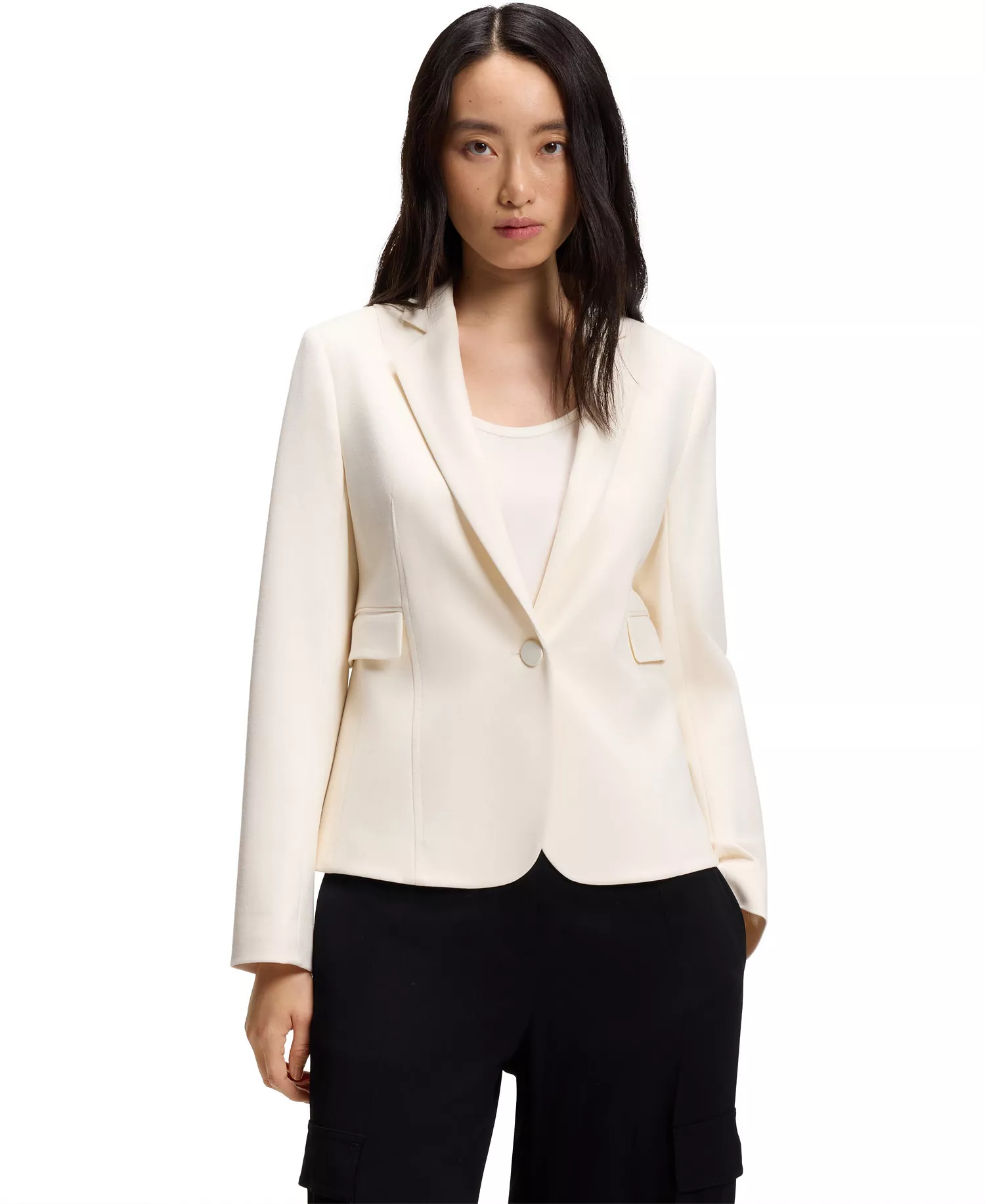 BOSS by Women's Angled Darts Slim-Fit Blazer - Open White - 8