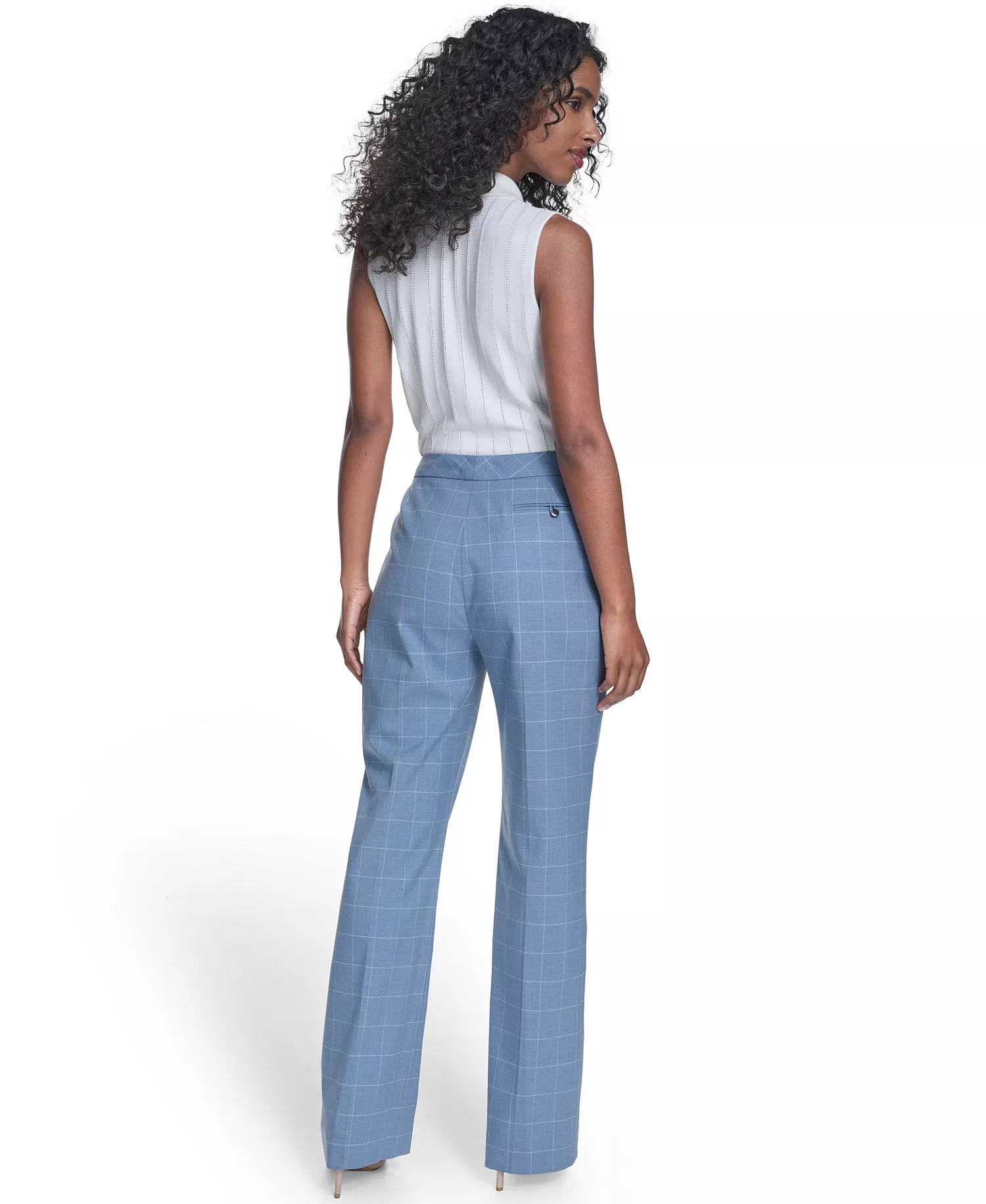 Women's Windowpane Modern Fit Pants - Light Flint/cream - 10