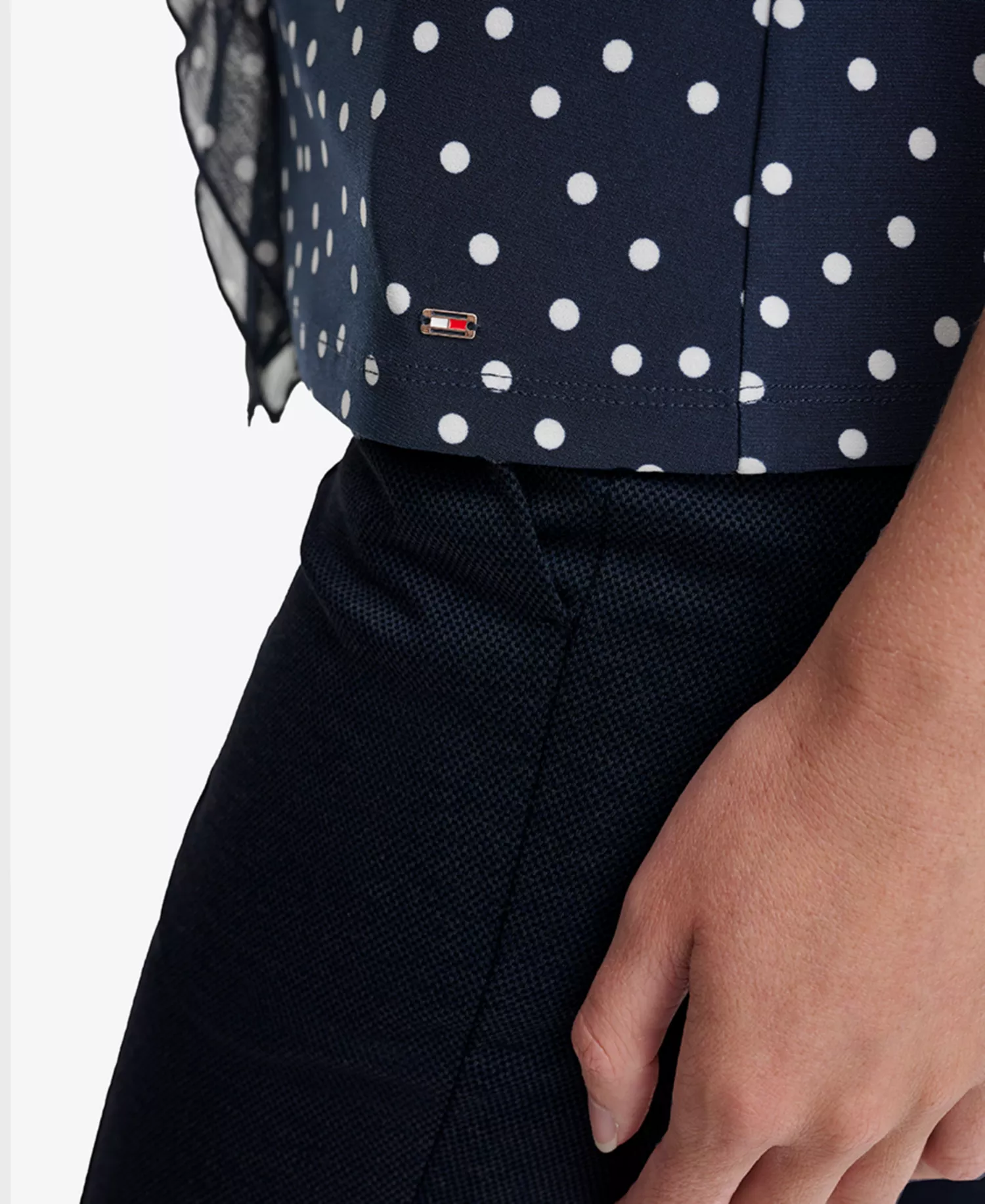 Women's Printed Ruffled Sleeveless Top - Midnight/Ivory - L