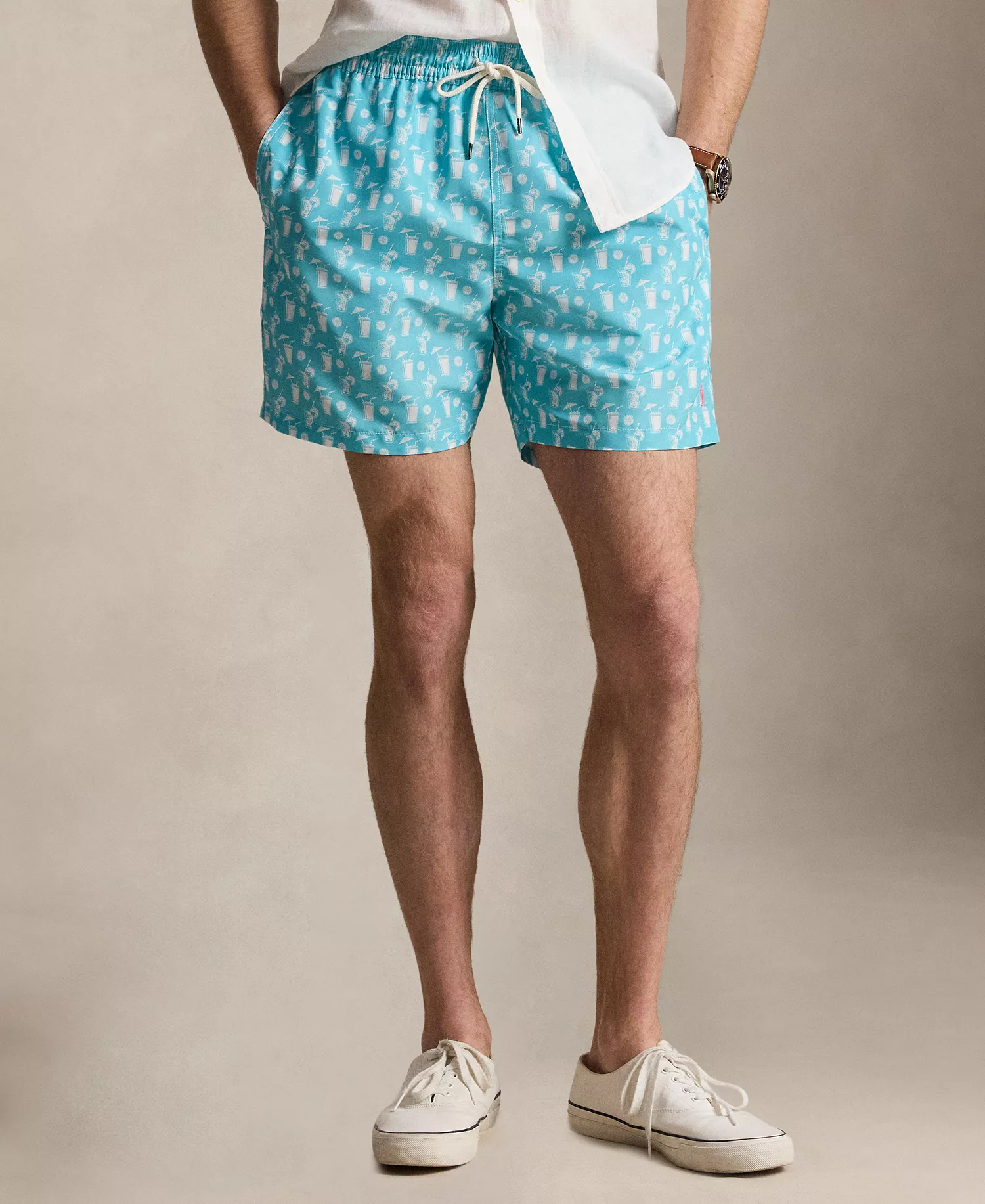 Men's Printed Swim Trunks - Blue Polo Cocktail Convo - 2XL