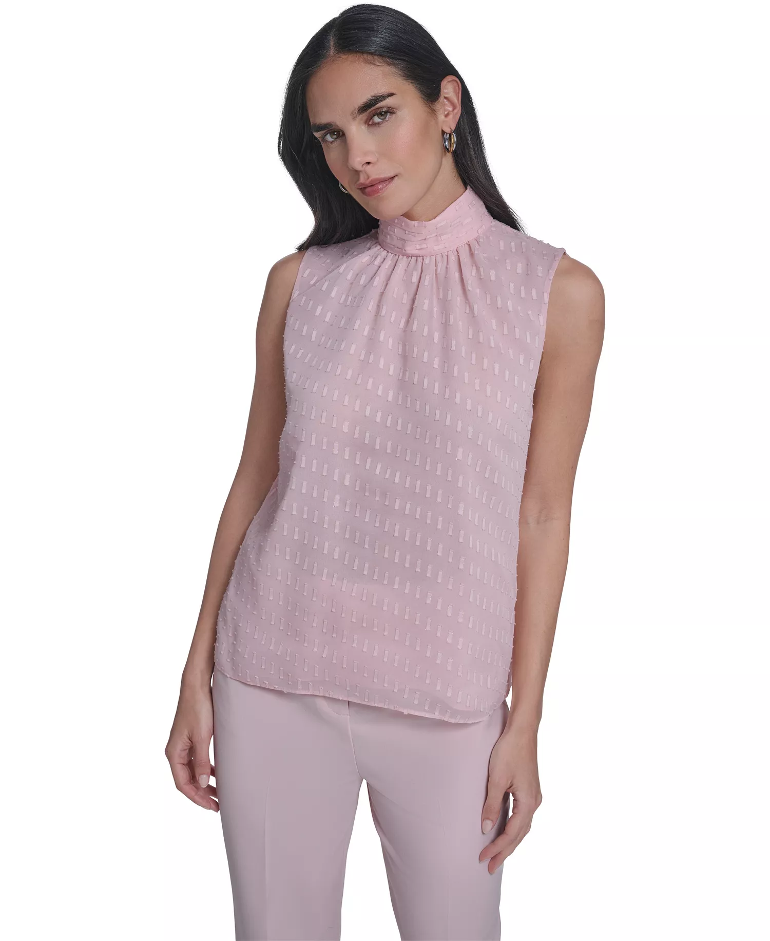 Women's Novelty Mock Neck Sleeveless Top - Petal - L