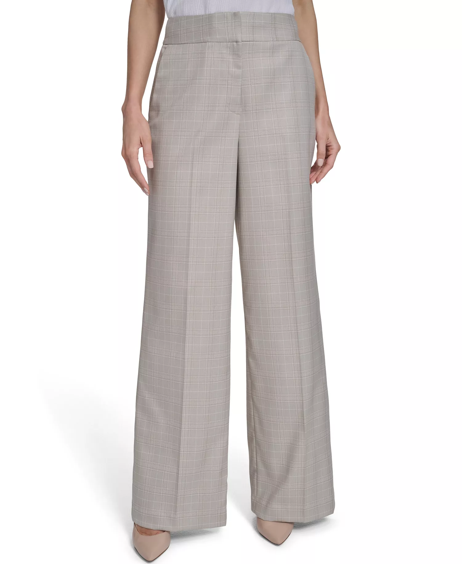 Petite Wide-Leg Fashion Pants - Latte Multi - 0P