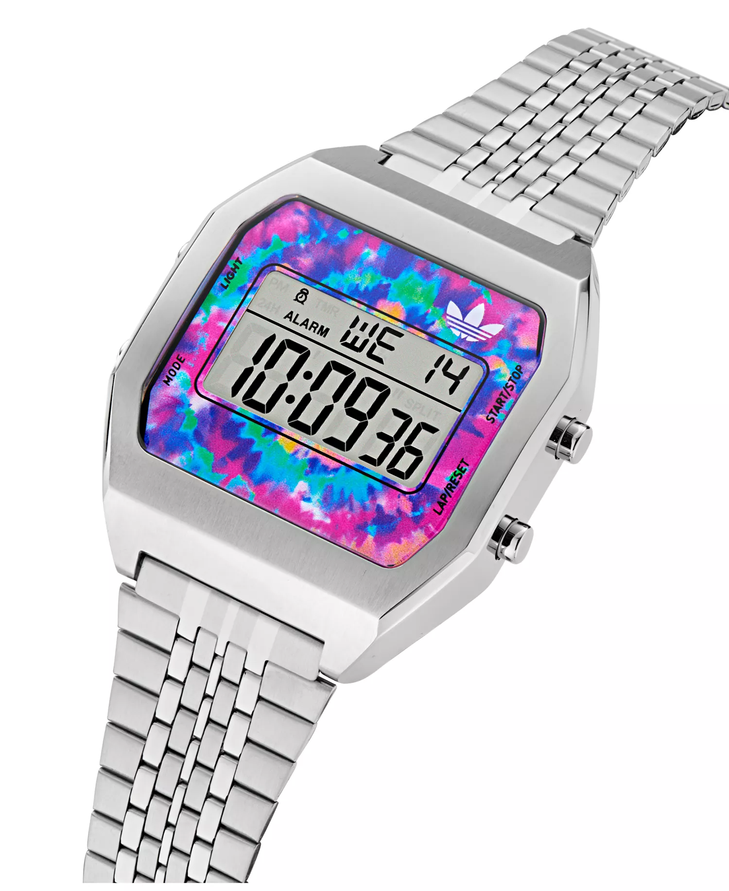 Unisex Digital Silver-Tone Stainless Steel Watch, 36mm - Silver-Tone - No Size