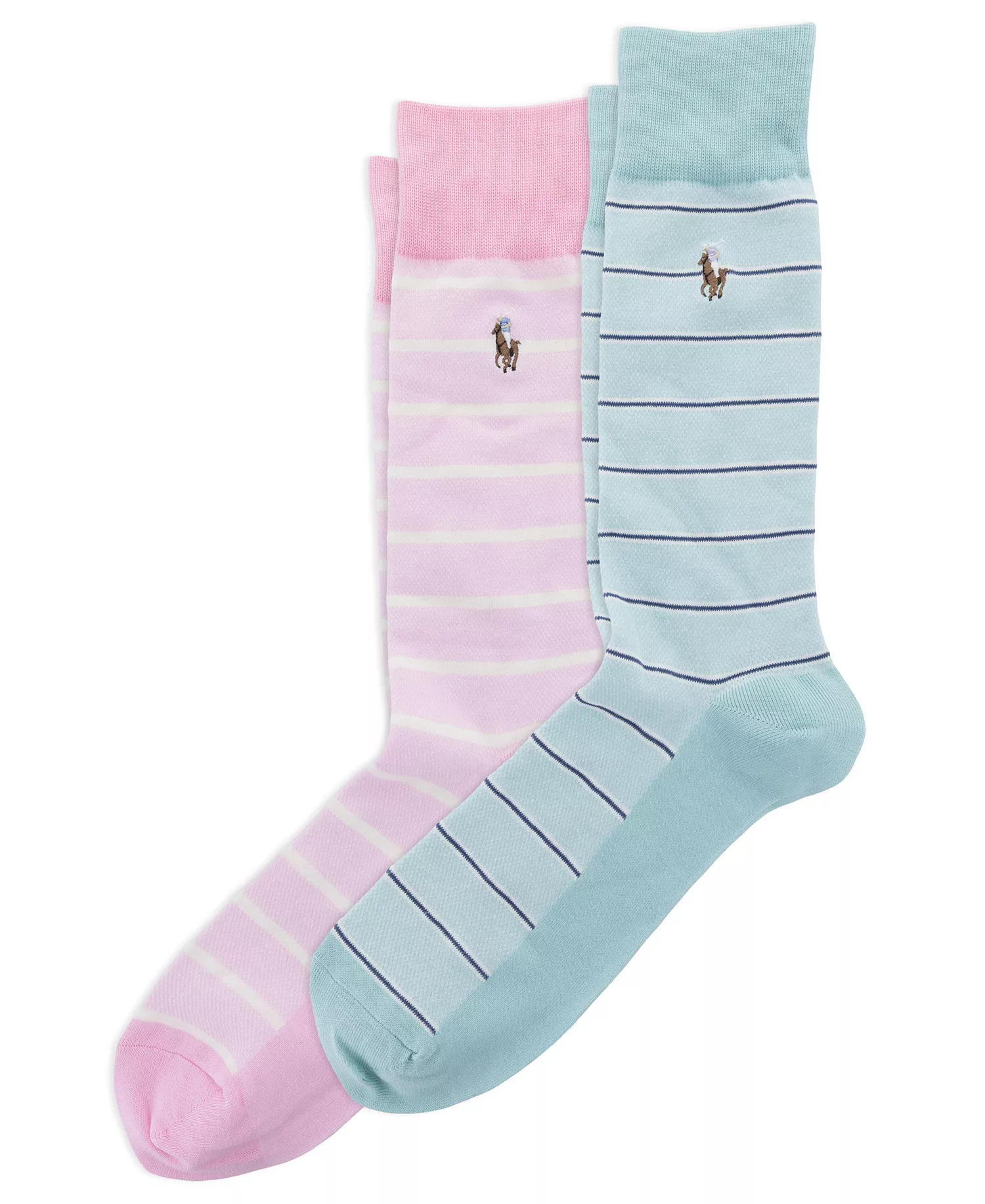 Men's Hyde Park Oxford Stripe Socks, 2-Pack - Light Blue/Pink - 10-13