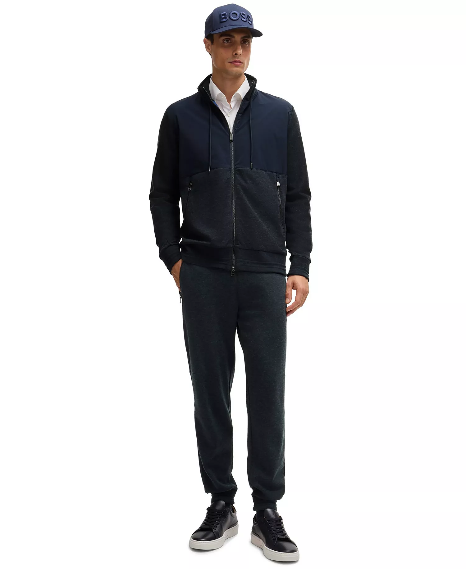 Men's Regular-Fit Zipped Jacket - Dark Blue - L