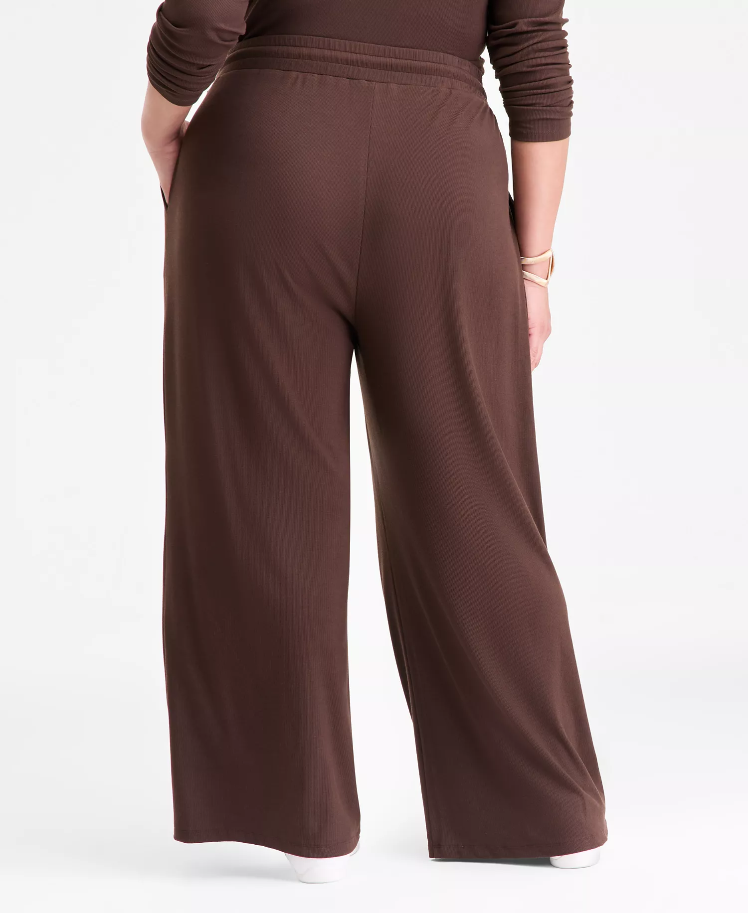 Plus Size Ribbed Wide-Leg Drawstring Pants, Macy's Exclusive - Coco Oak - 1X