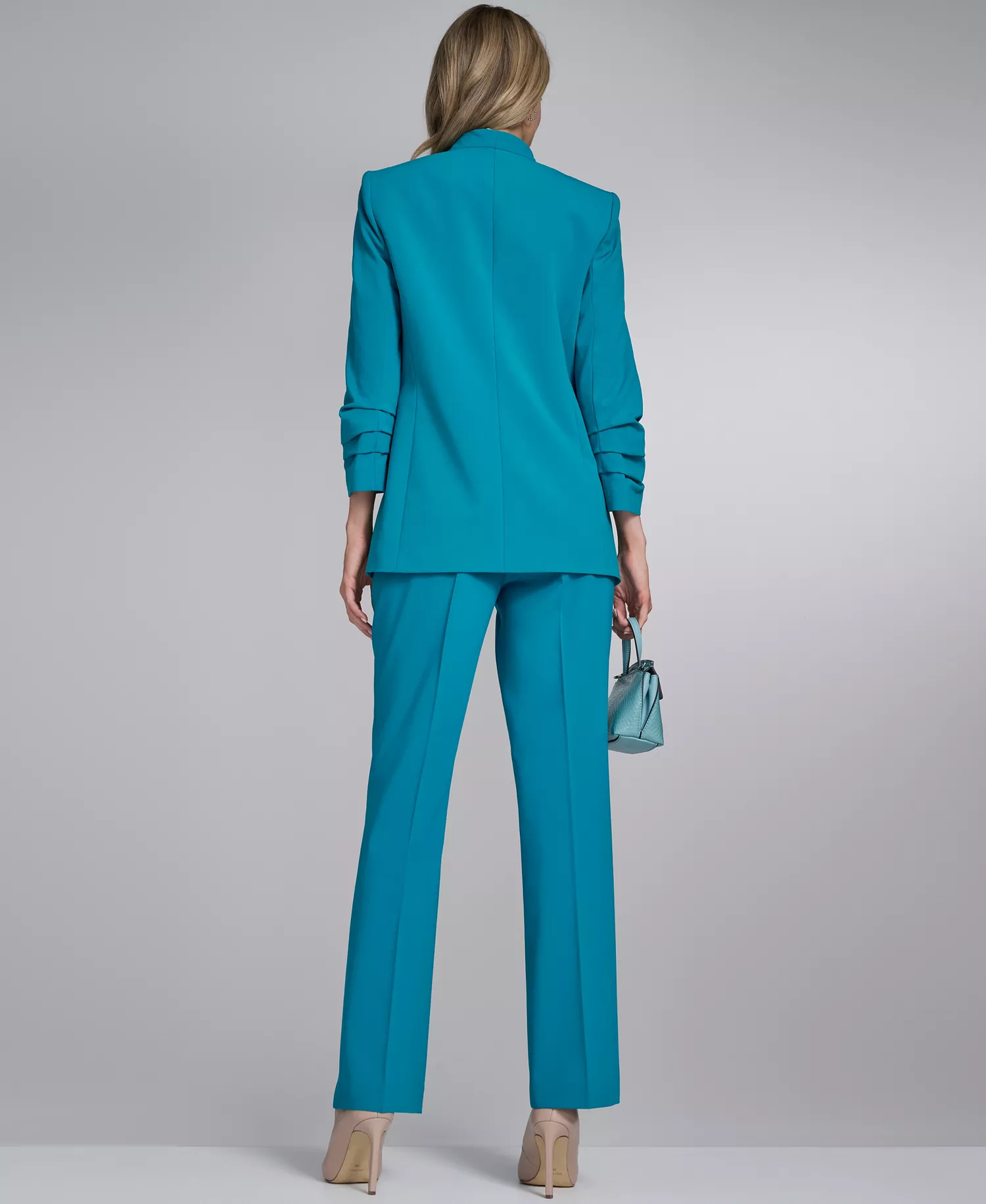 Women's Open-Front Roll Back Cuff Jacket - Petrol - 10