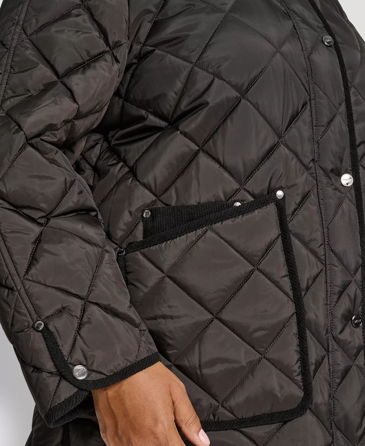 Plus Size Hooded Quilted Coat - Bitter - 0X