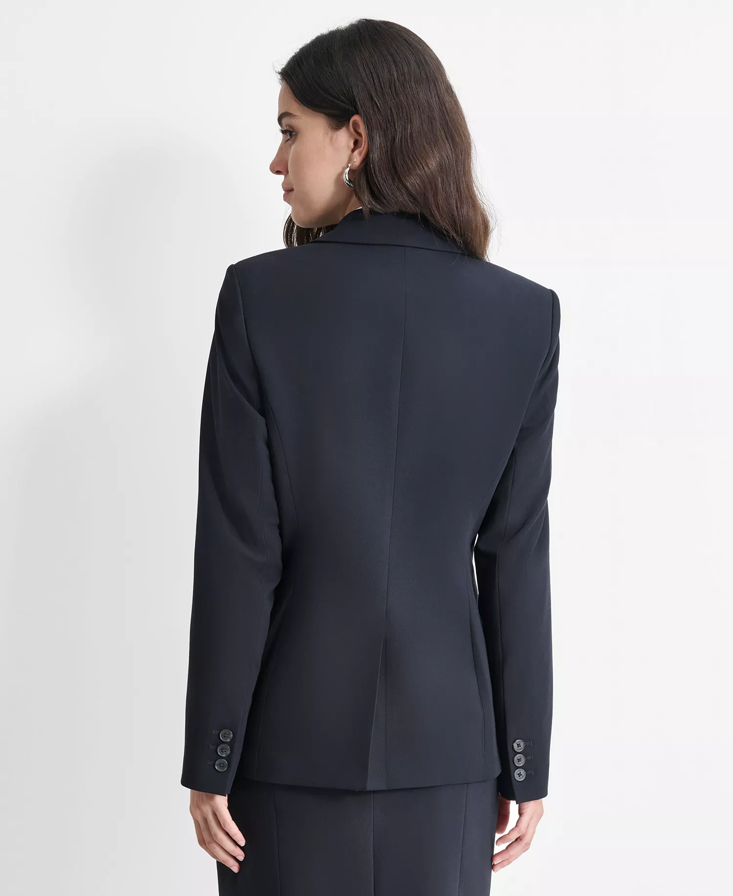 Women’s Single-Button-Front Long-Sleeve Jacket  - Navy - 10