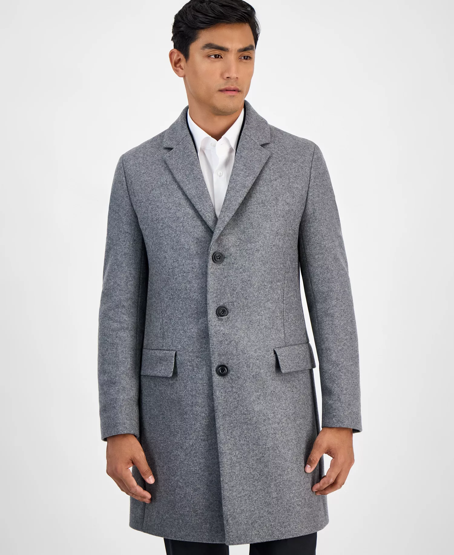 Men's Slim-Fit Wool-Cashmere Overcoat - Light Grey - 38R