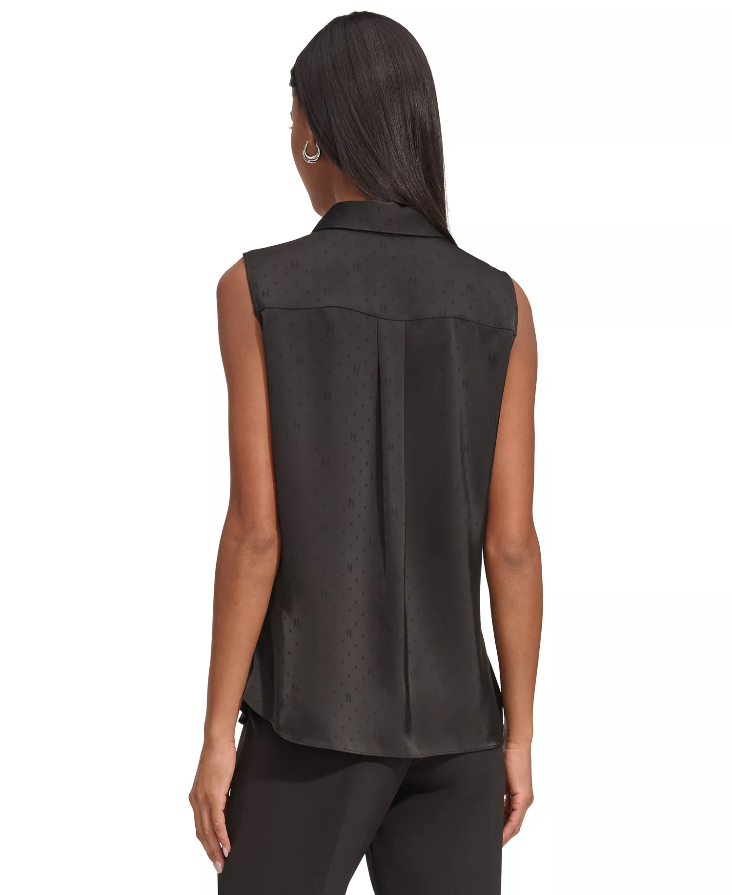 Women's Jacquard Logo Sleeveless Shirt - Black - L