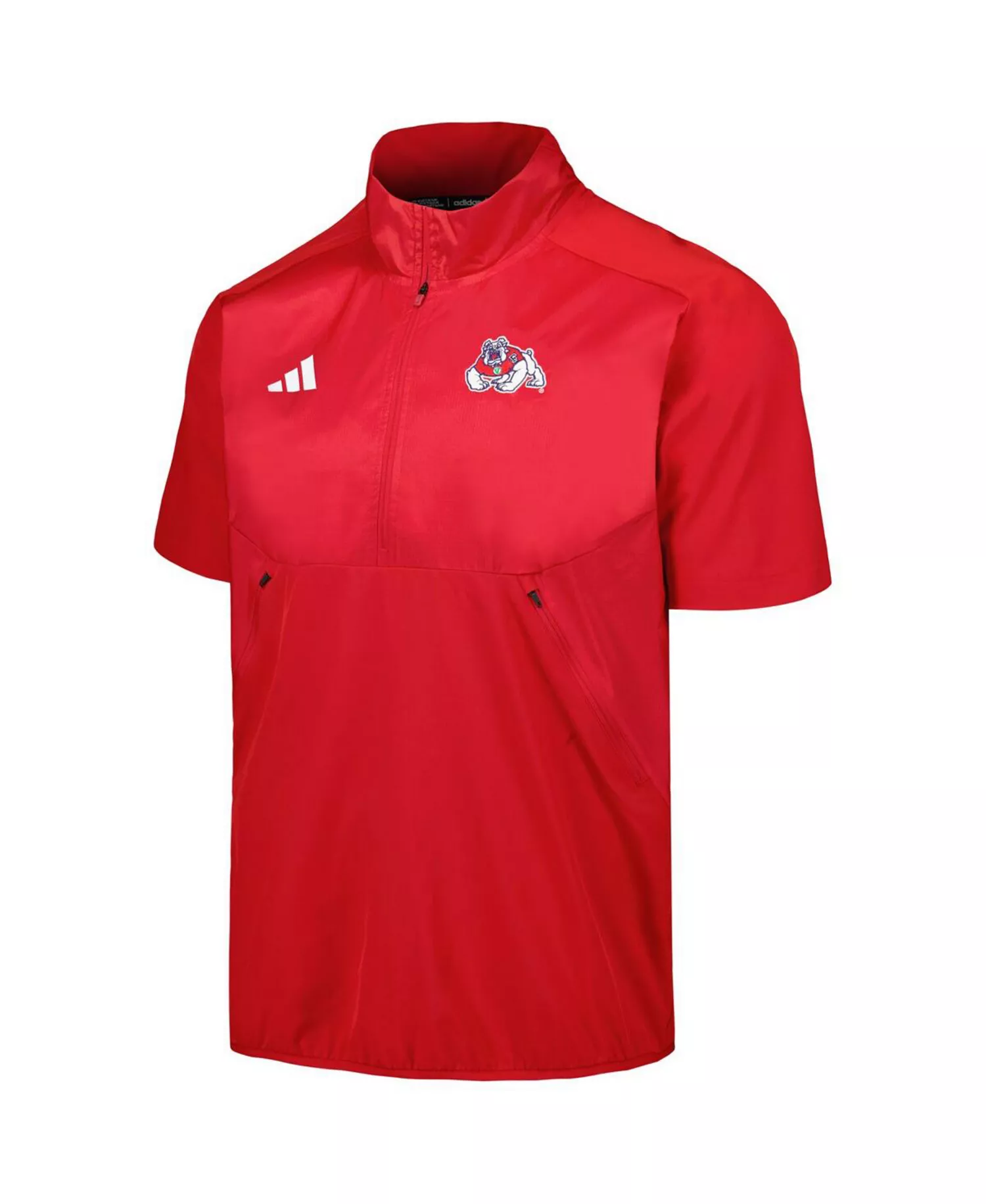 Men's Red Fresno State Bulldogs Sideline AEROREADY Raglan Short Sleeve Quarter-Zip Jacket - Red - S