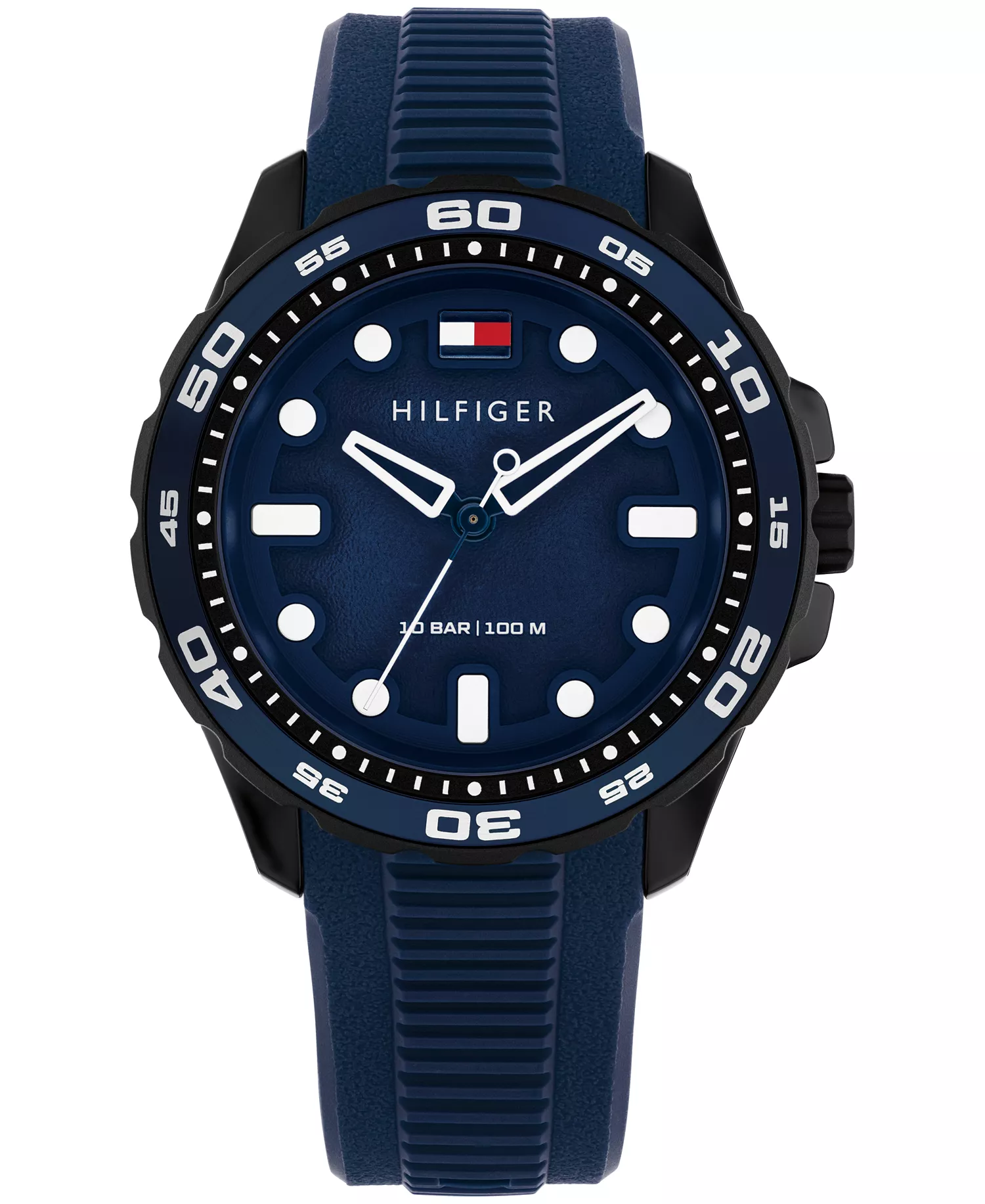 Men's Quartz Blue Silicone Strap Watch, 40mm - Navy - No Size