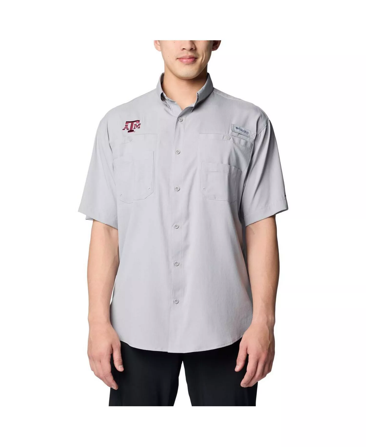 Men's Gray Texas A&M Aggies PFG Tamiami Omni-Shade Button-Down Shirt - Gray - L