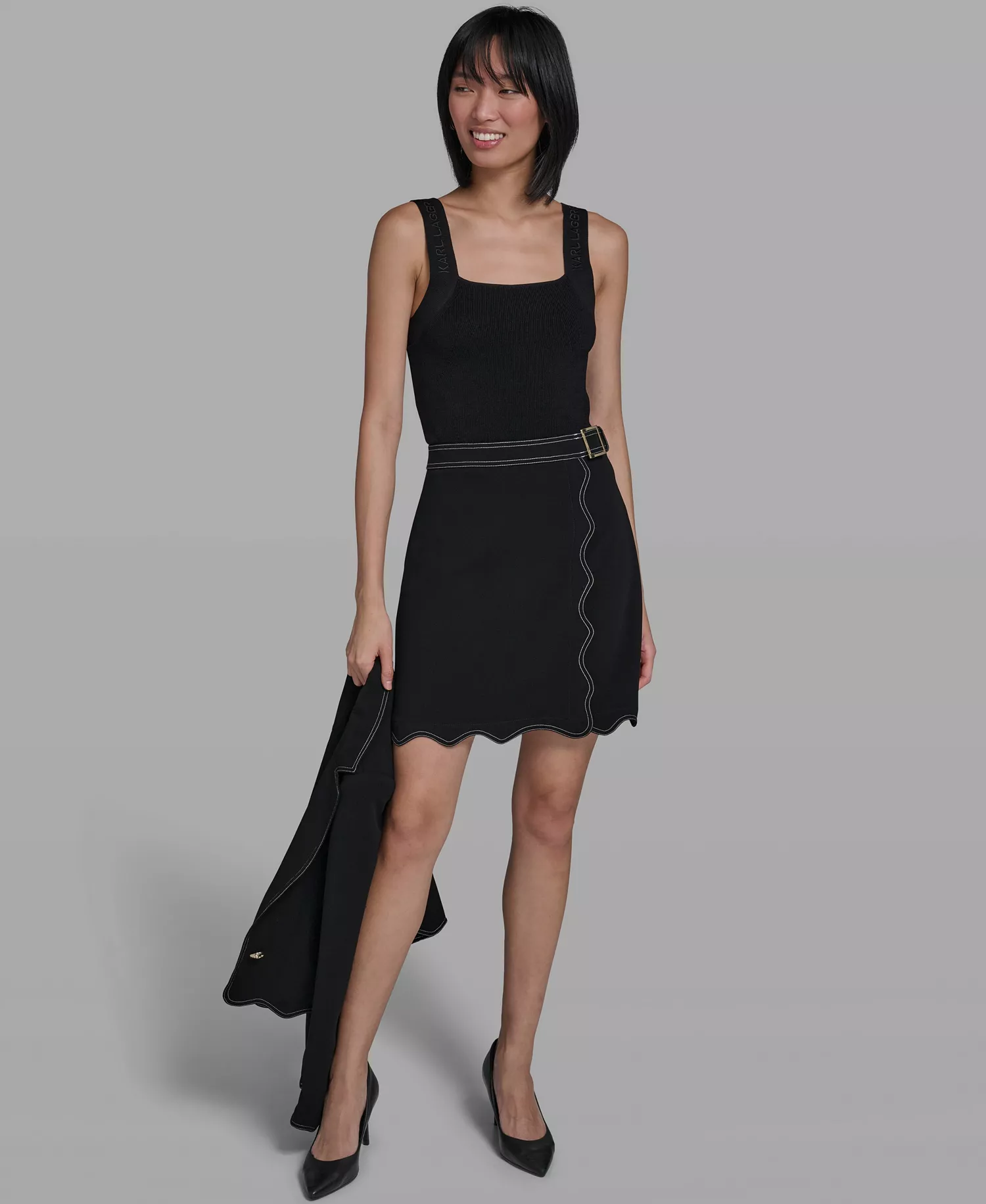 Women's Scallop Trim Skirt - Black - 0