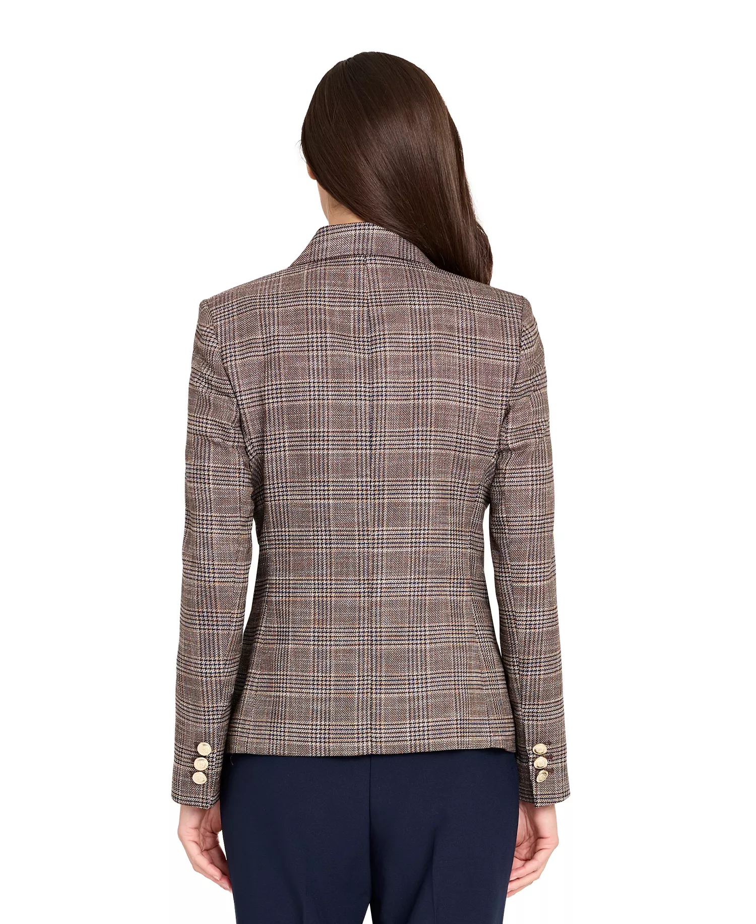 Petite Plaid Blazer Jacket - Espresso I - 10P