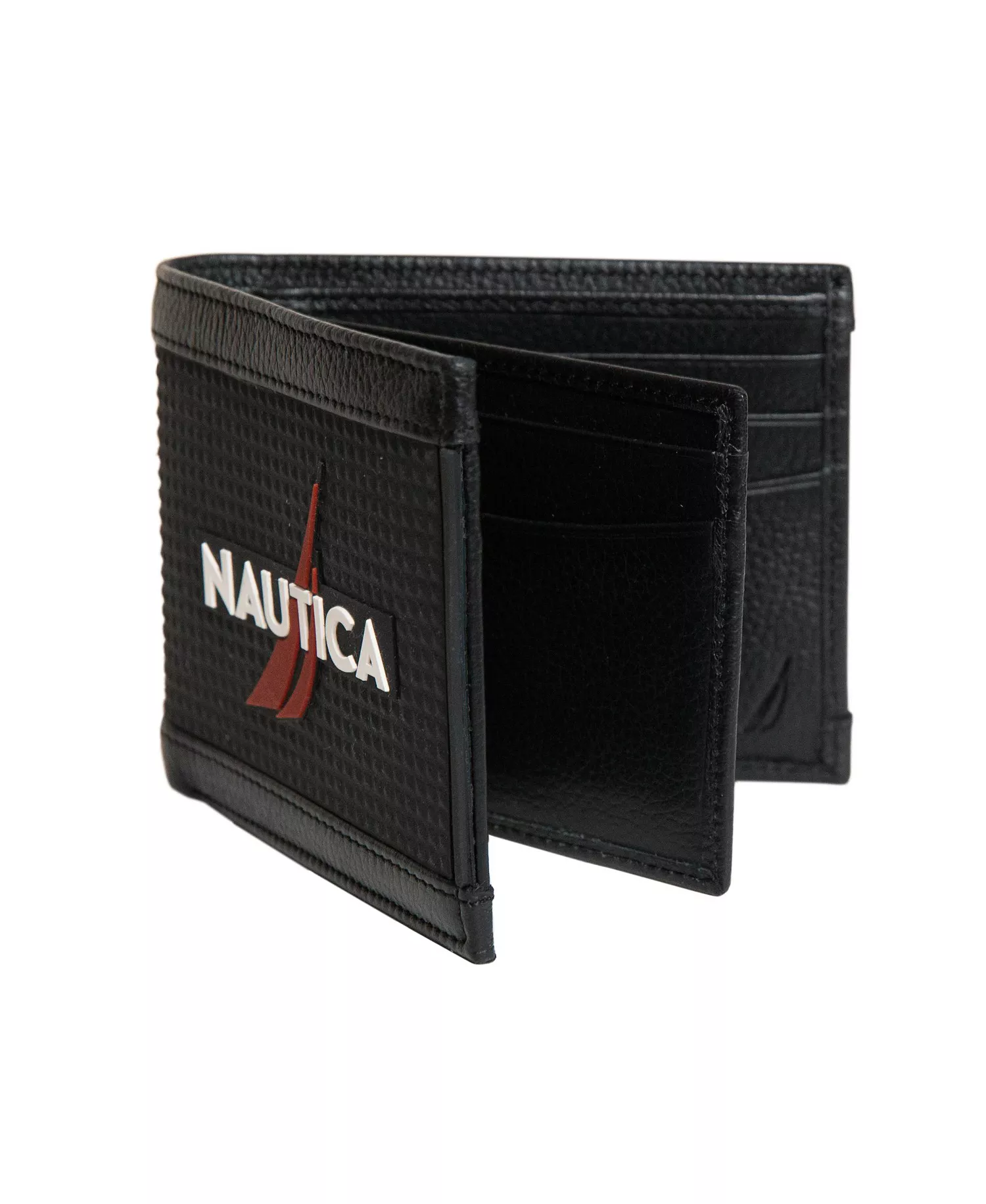 Men's Logo Rubber Leather Bifold Wallet - Black - ONE SIZE