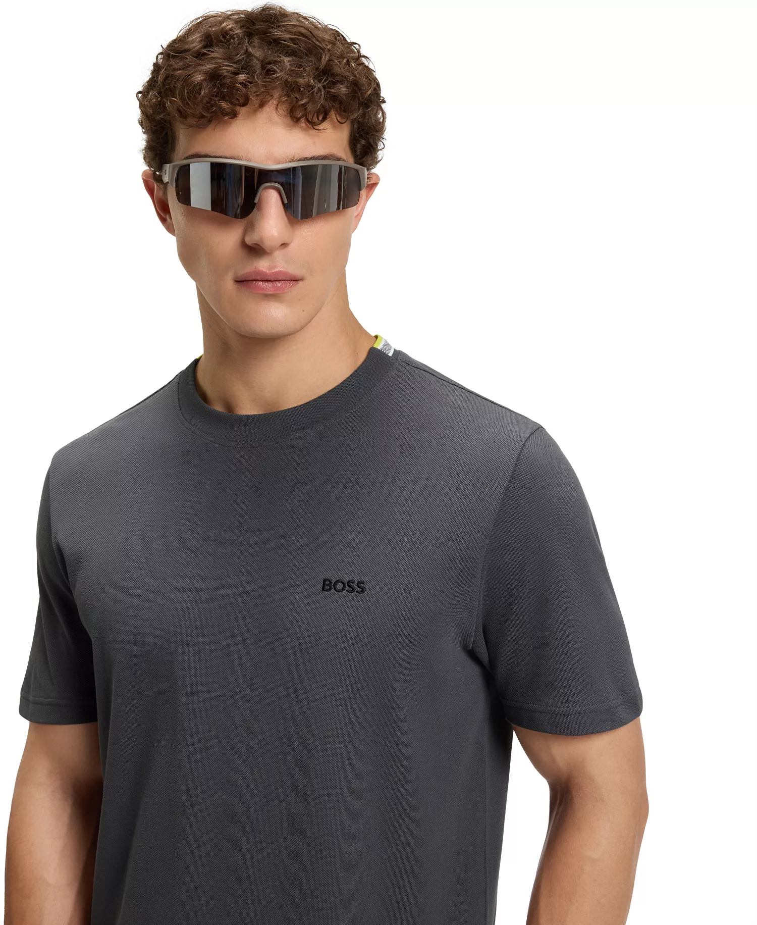 Men's Cotton-Pique Regular Fit T-Shirt - Dark Gray - 2XL