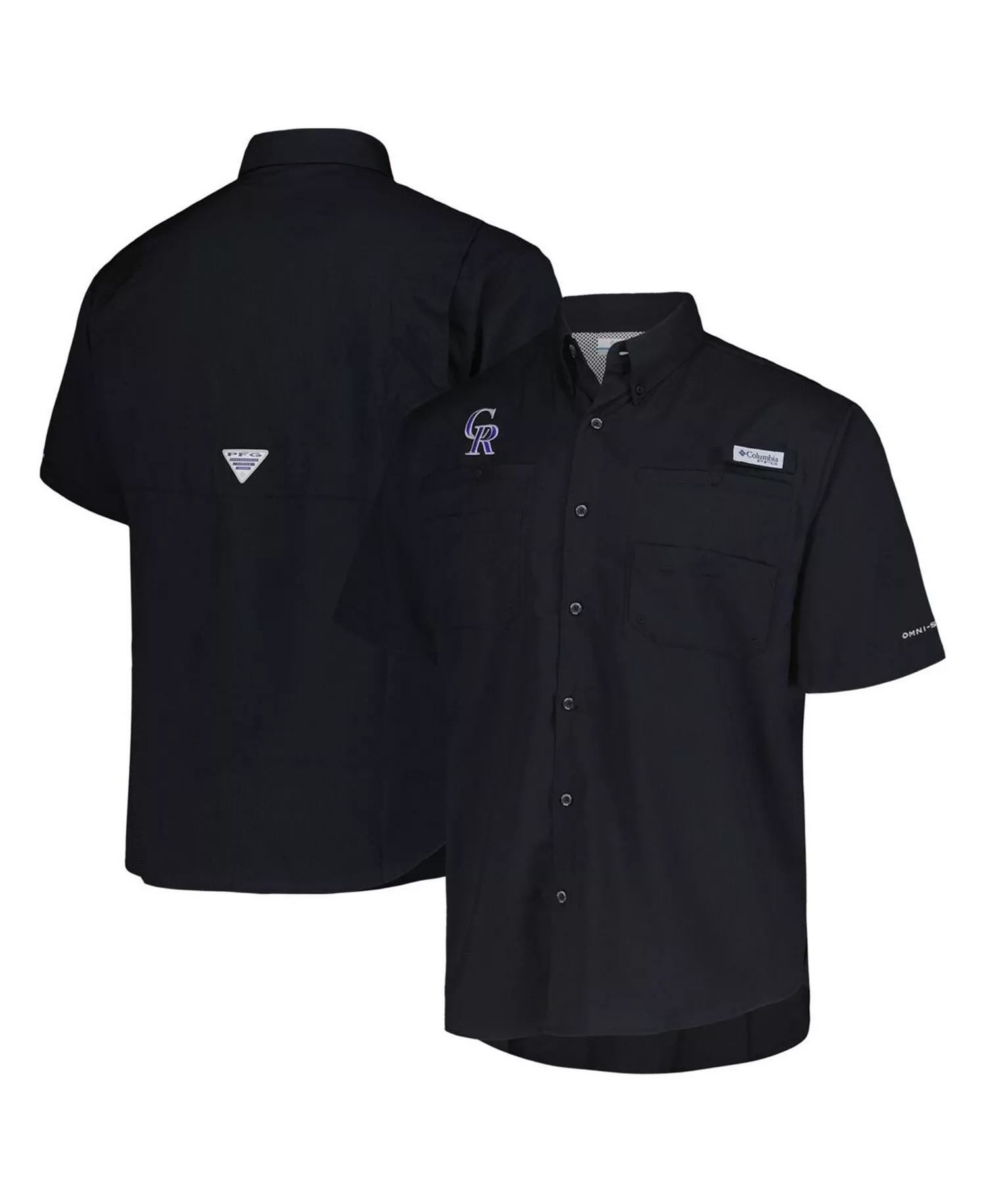 Men's Black Colorado Rockies Tamiami Omni-Shade Button-Down Shirt - Black - M