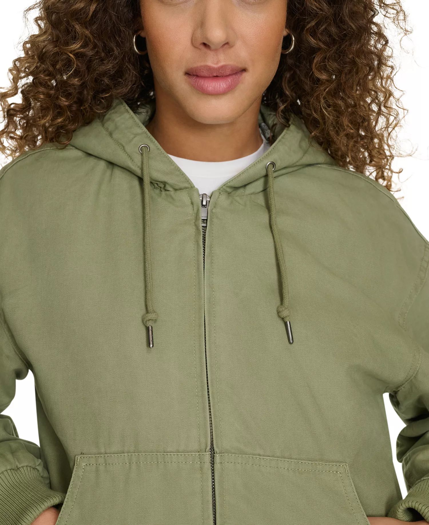 Women's Relaxed Workwear Hooded Bomber Jacket - Sage - L