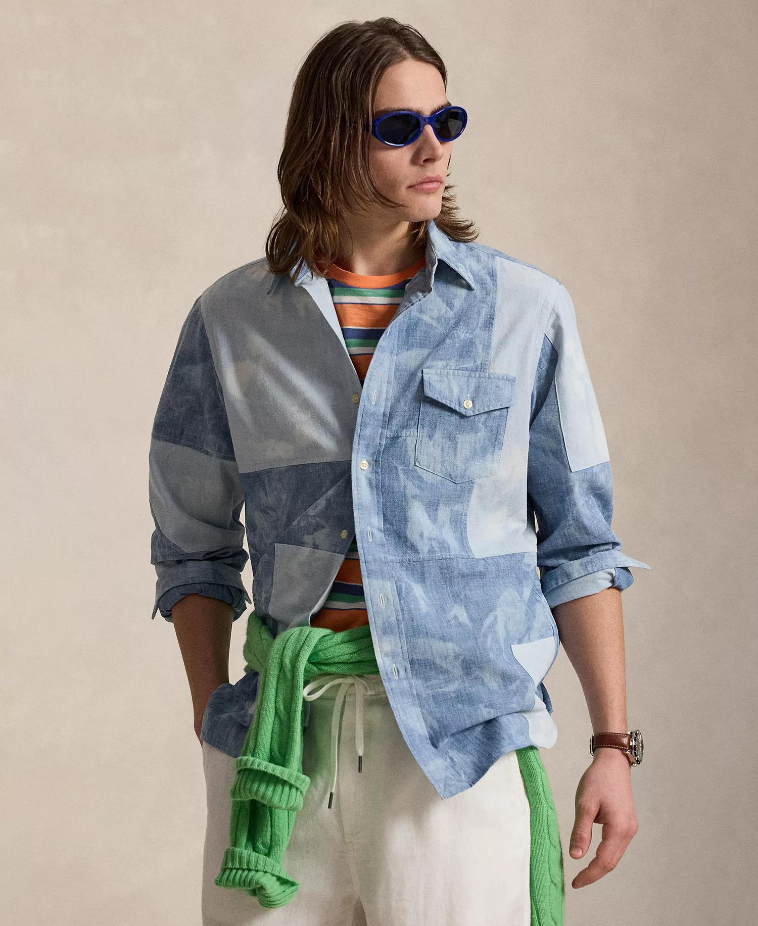 Men's Long-Sleeve Chambray Classic Shirt - Pieced Chambray - 2XL