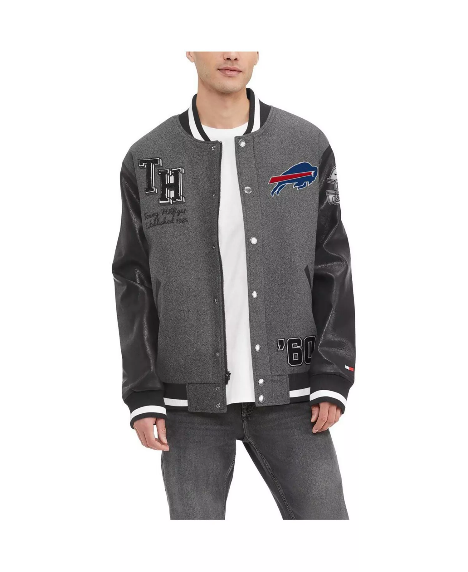 Men's Heather Gray Buffalo Bills Gunner Full-Zip Varsity Jacket - Heather Gray - L