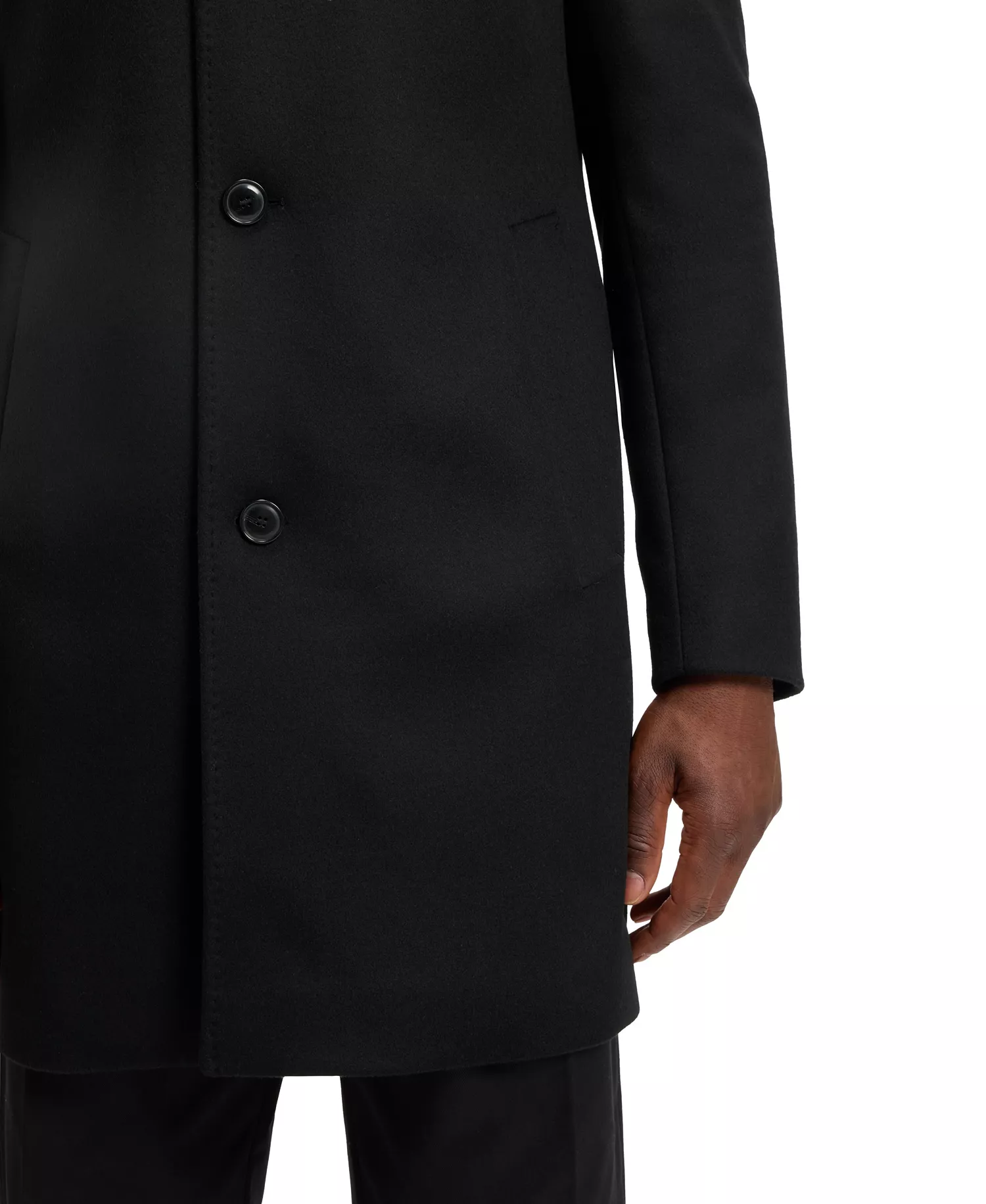 Men's Wool Cashmere Slim-Fit Coat - Black - 34R