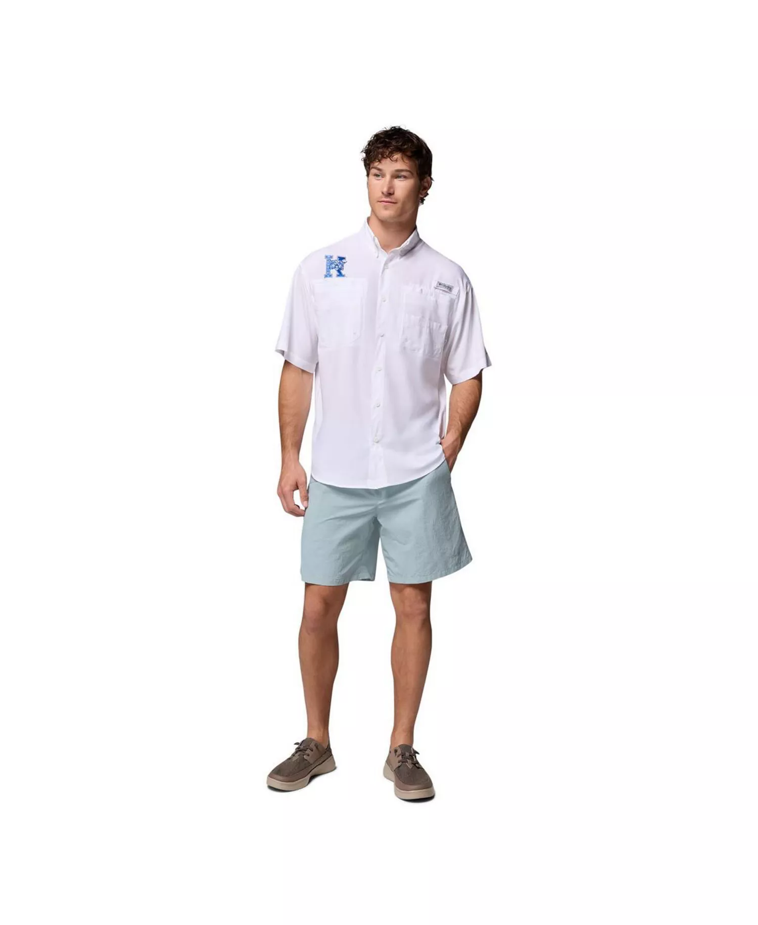 Men's White Kentucky Wildcats Tamiami Omni-Shade Button-Down Shirt - White - L