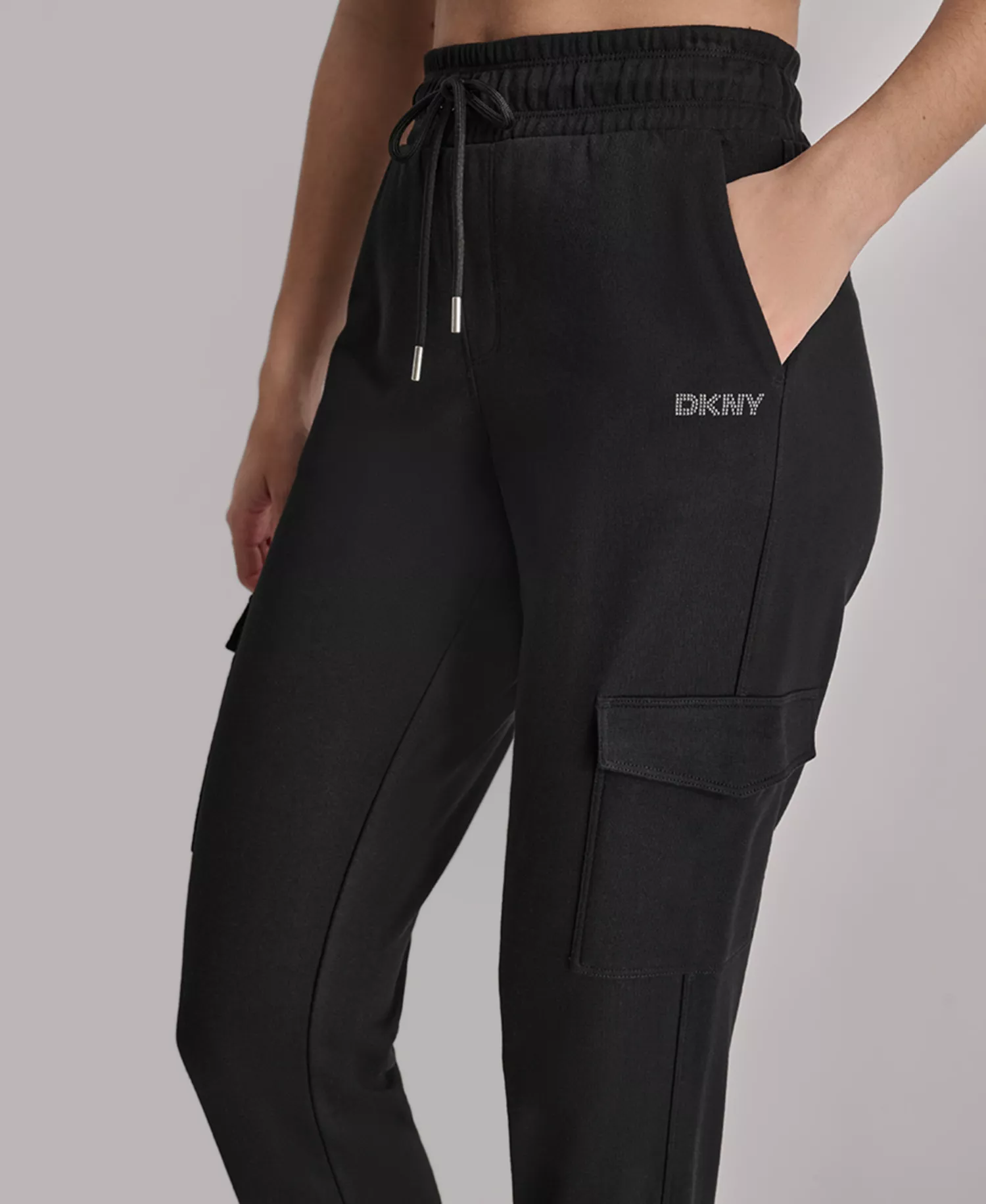 Women's Studded-Logo Cargo Joggers - Black - L