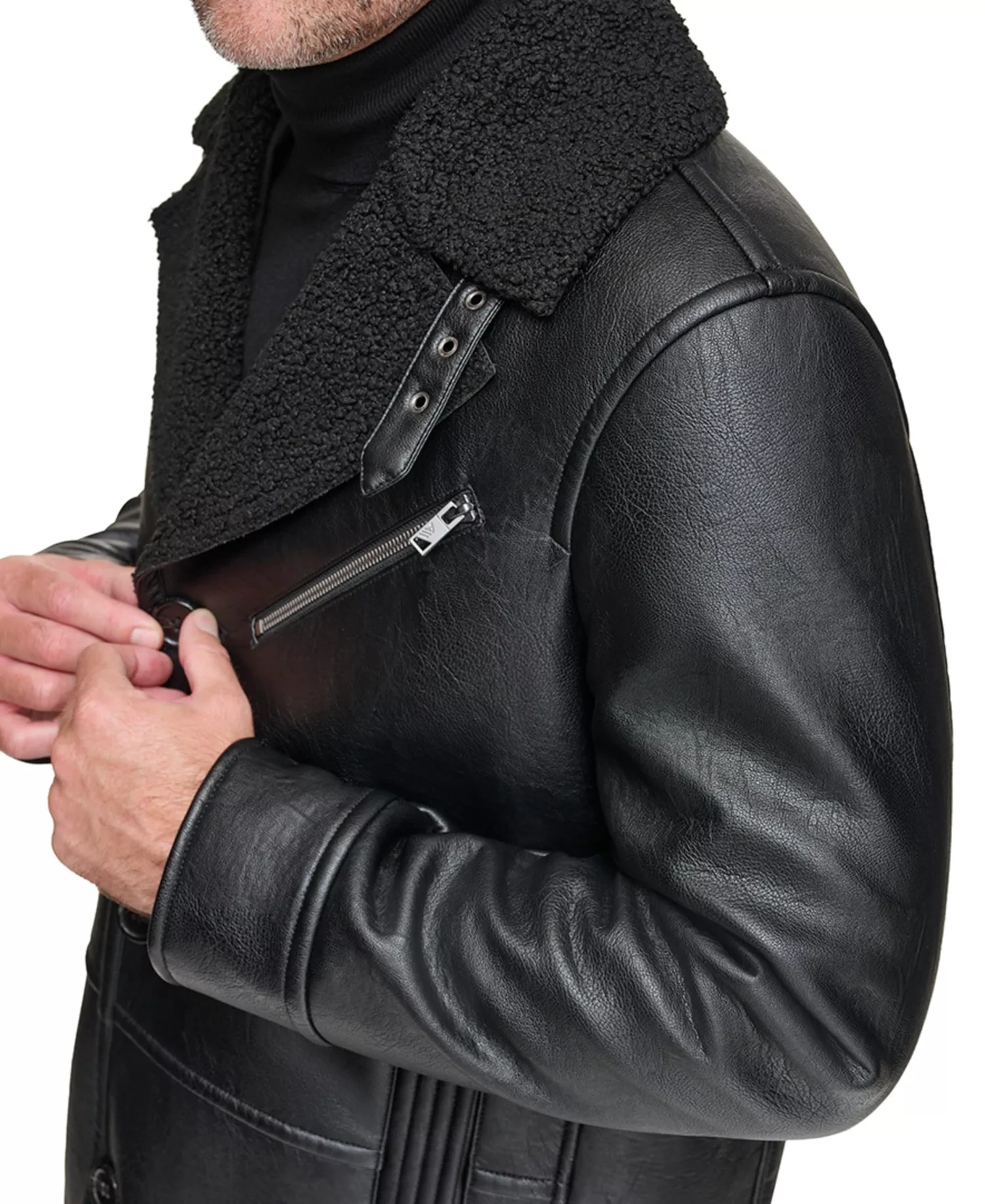 Men's Condore Faux-Shearling Top Coat - Black - S