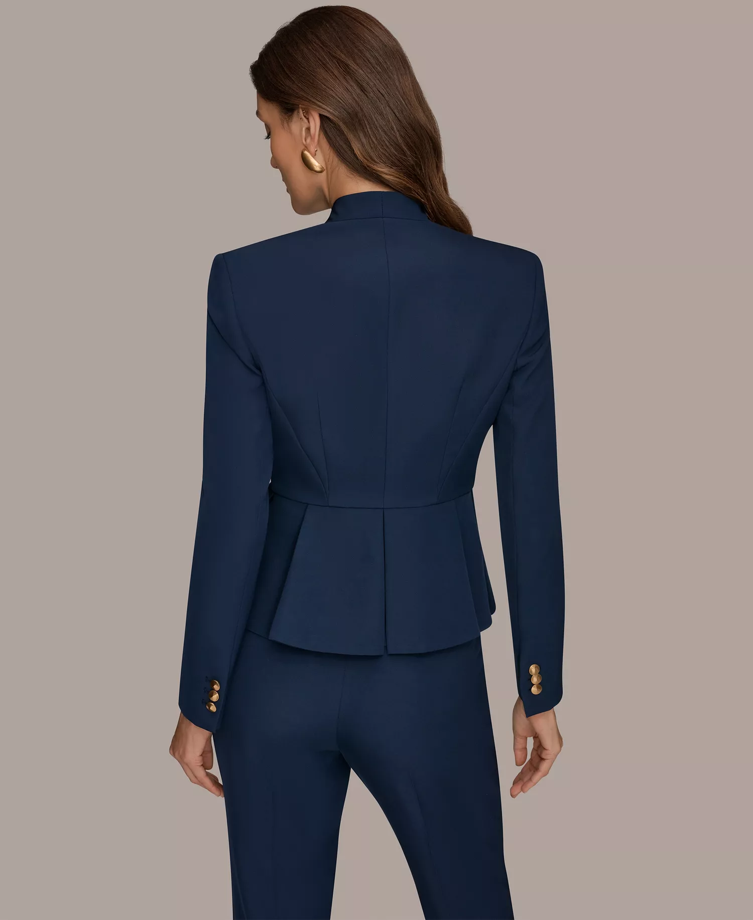 Women's One-Button Peplum Jacket, Regular & Petite - Nightfall - 0