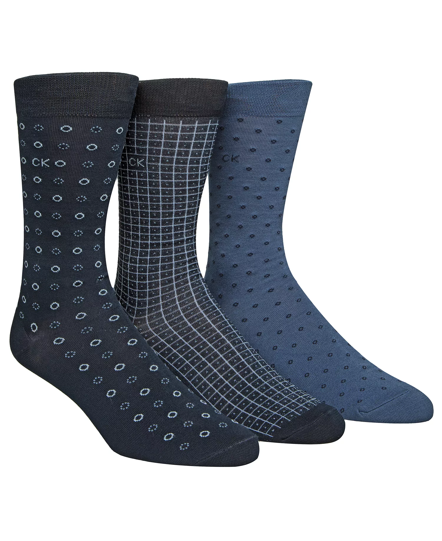 Men's 3-Pk. Patterned Crew Socks - Navy - 7-12