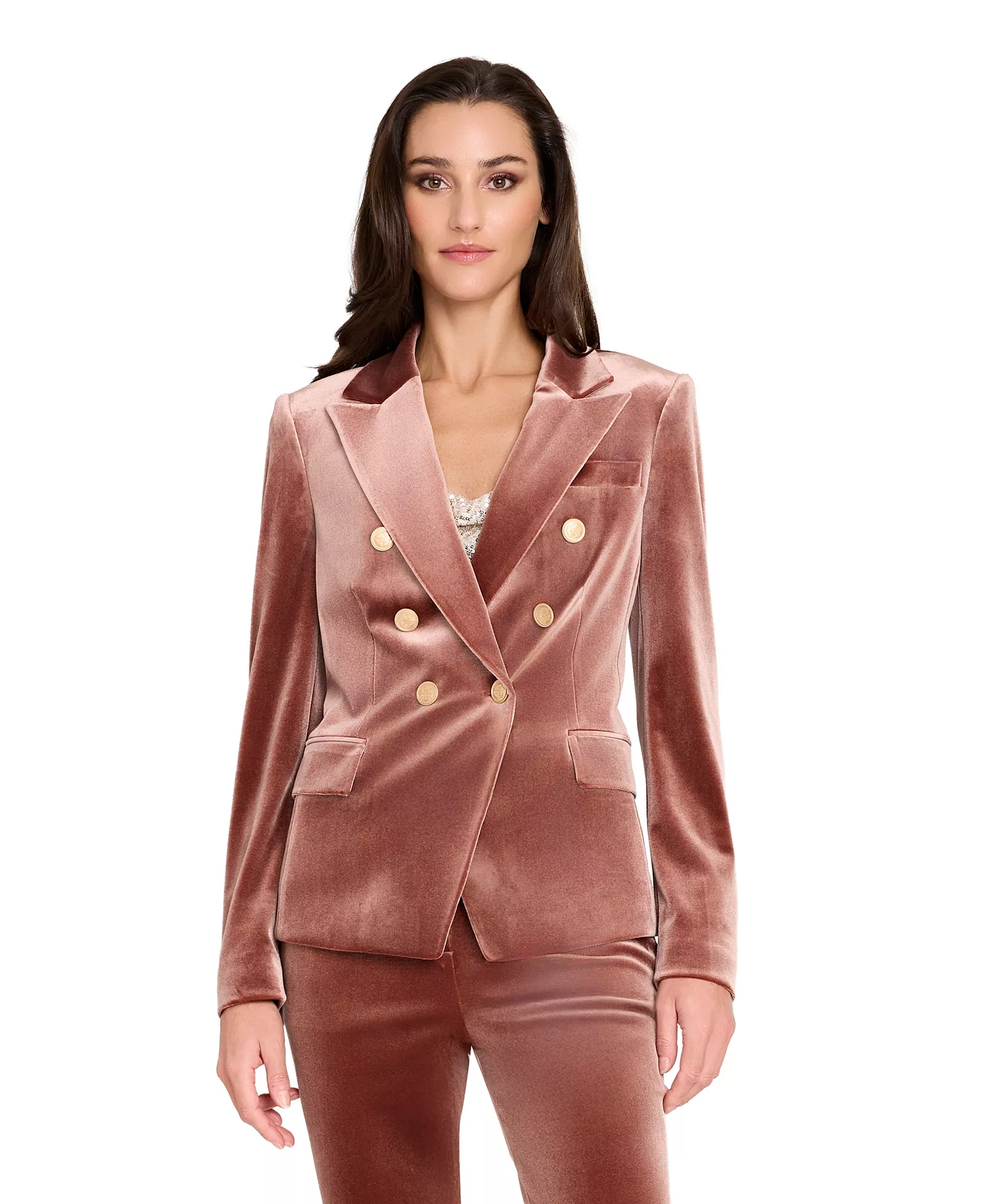 Women's Velvet Peak Lapel Collar Blazer - Sable - 10