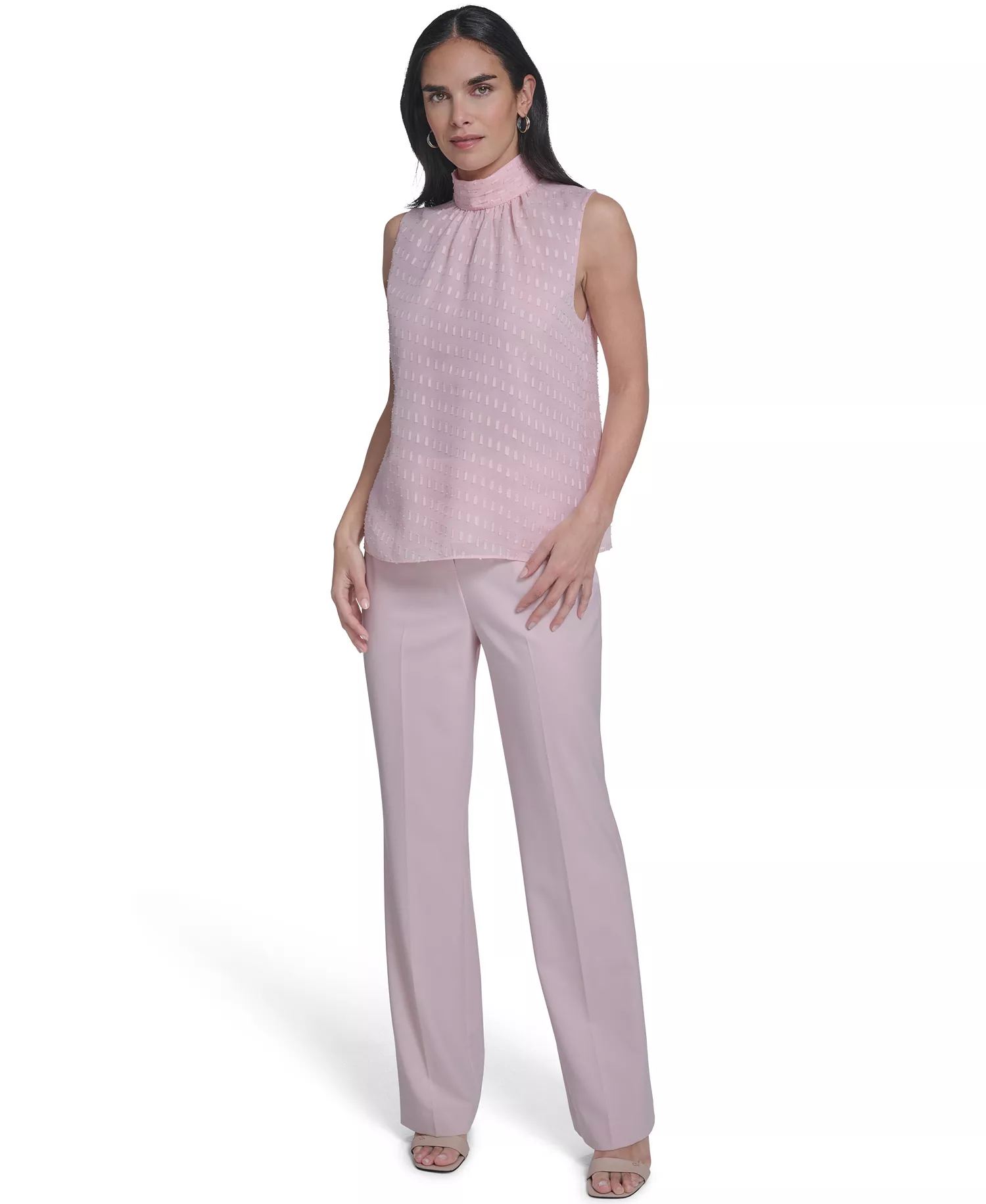 Women's Novelty Mock Neck Sleeveless Top - Petal - L