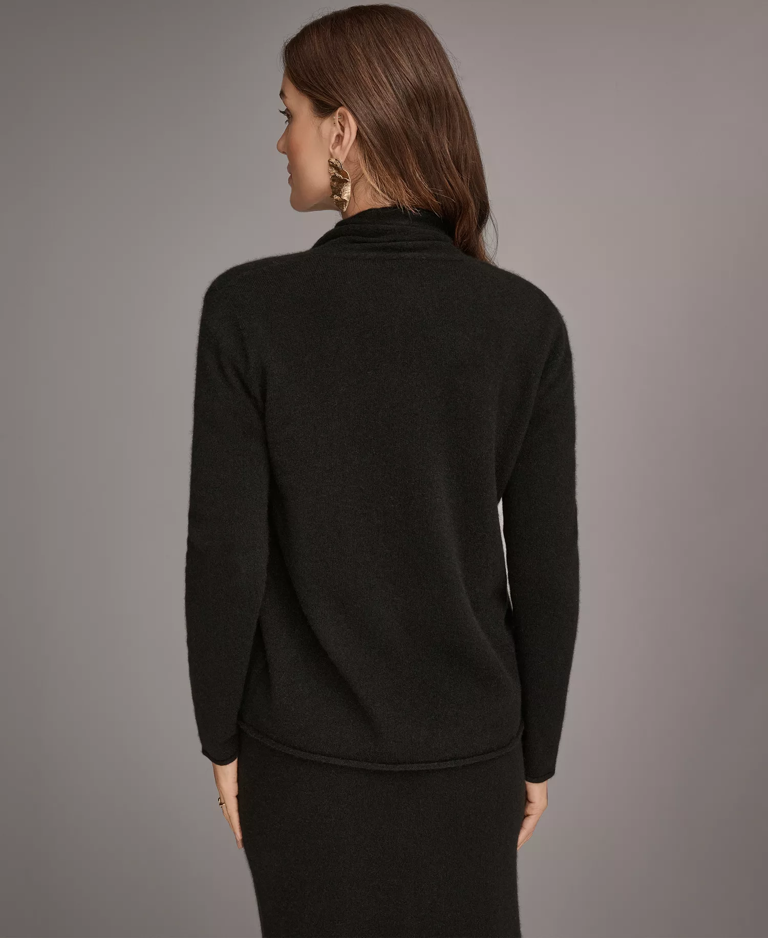 Women's Open Front Cashmere Cardigan - Black - S